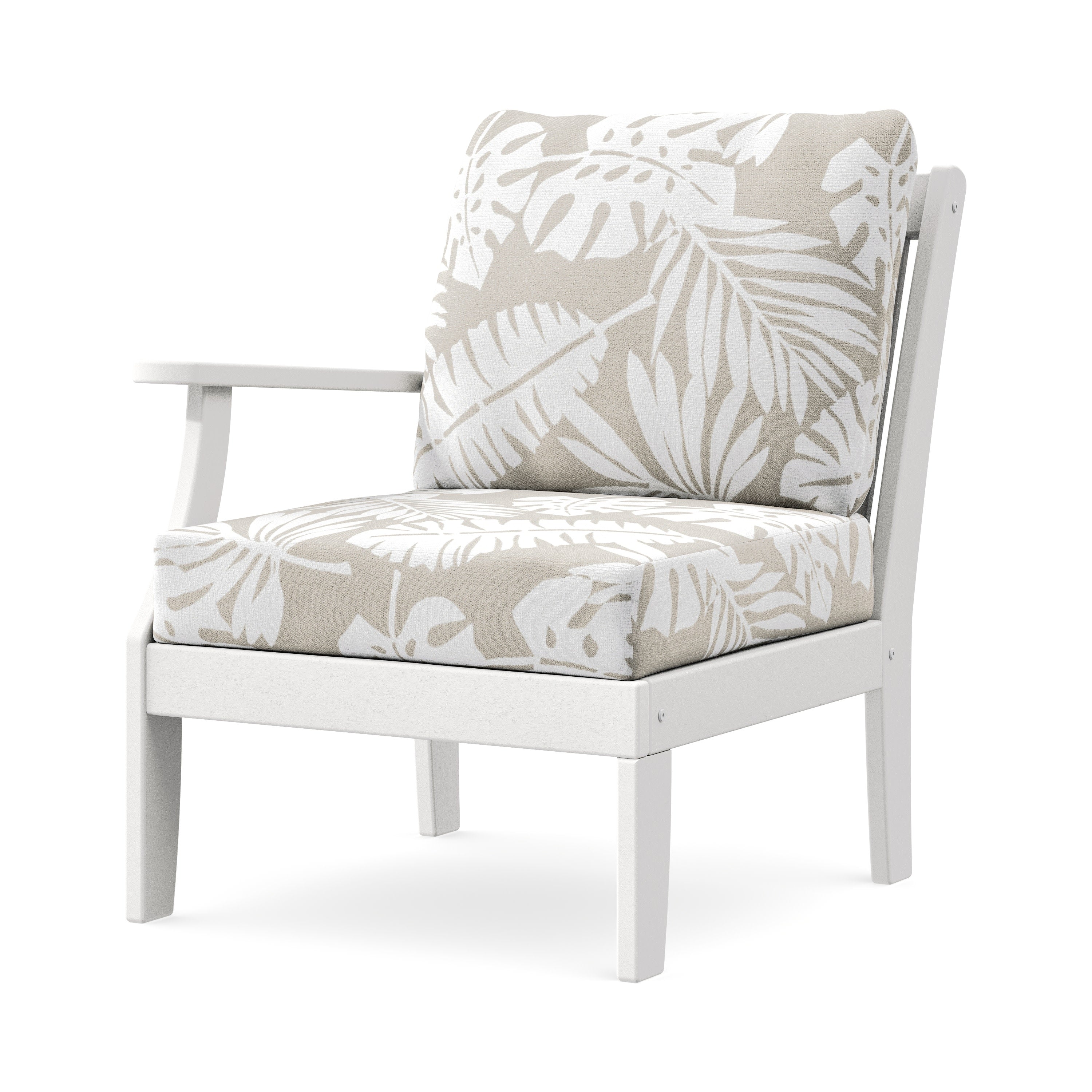 Braxton Modular Left Arm Chair in White / Leaf Dune Burlap