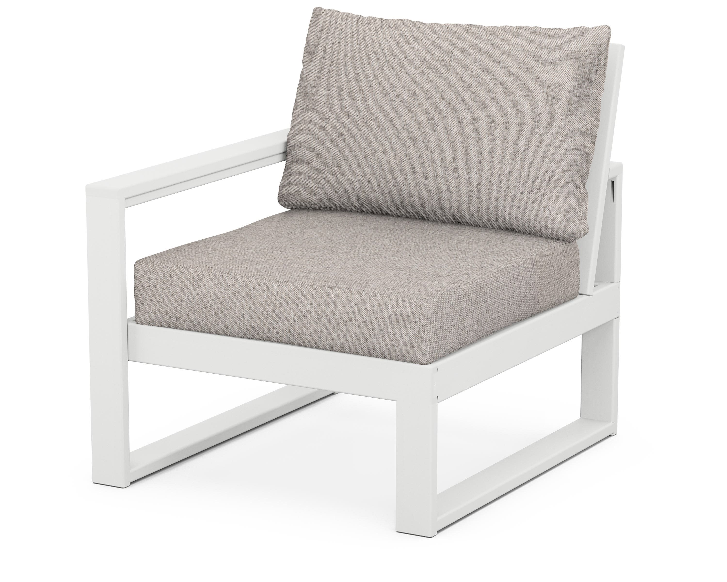 EDGE Modular Left Arm Chair in White / Weathered Tweed