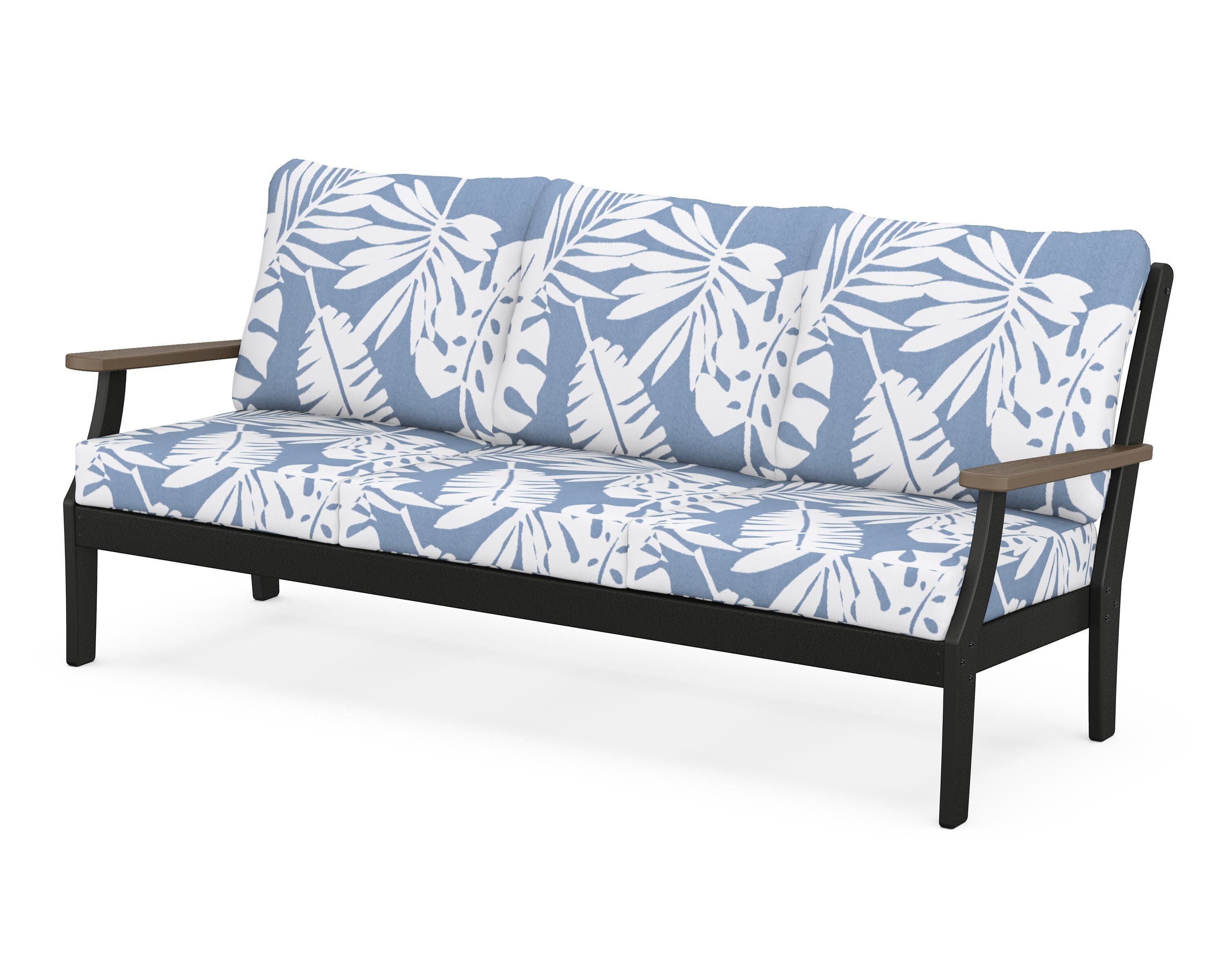 Braxton Deep Seating Sofa in Black / Kona / Leaf Sky Blue