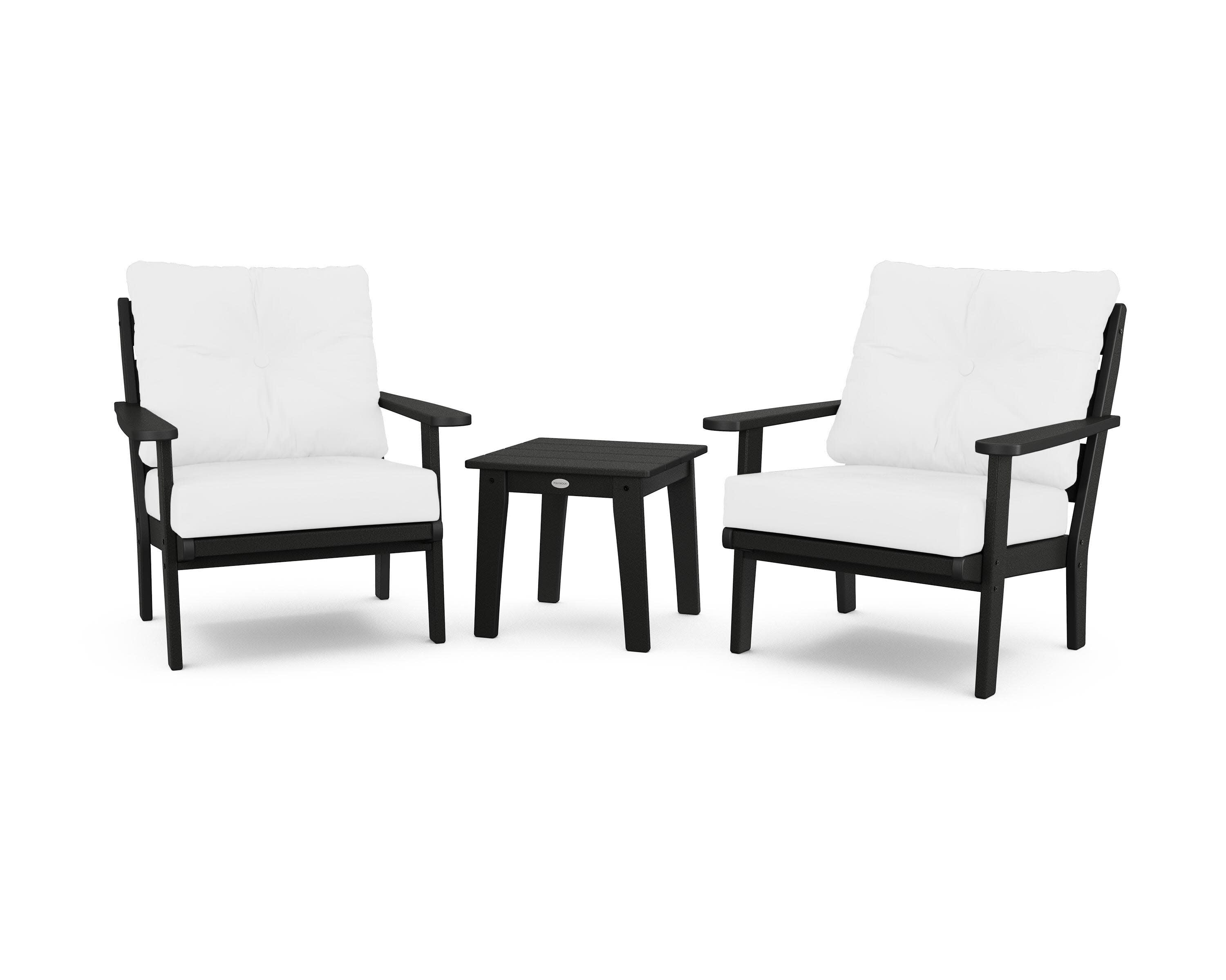 Lakeside 3-Piece Deep Seating Chair Set in Black / Natural