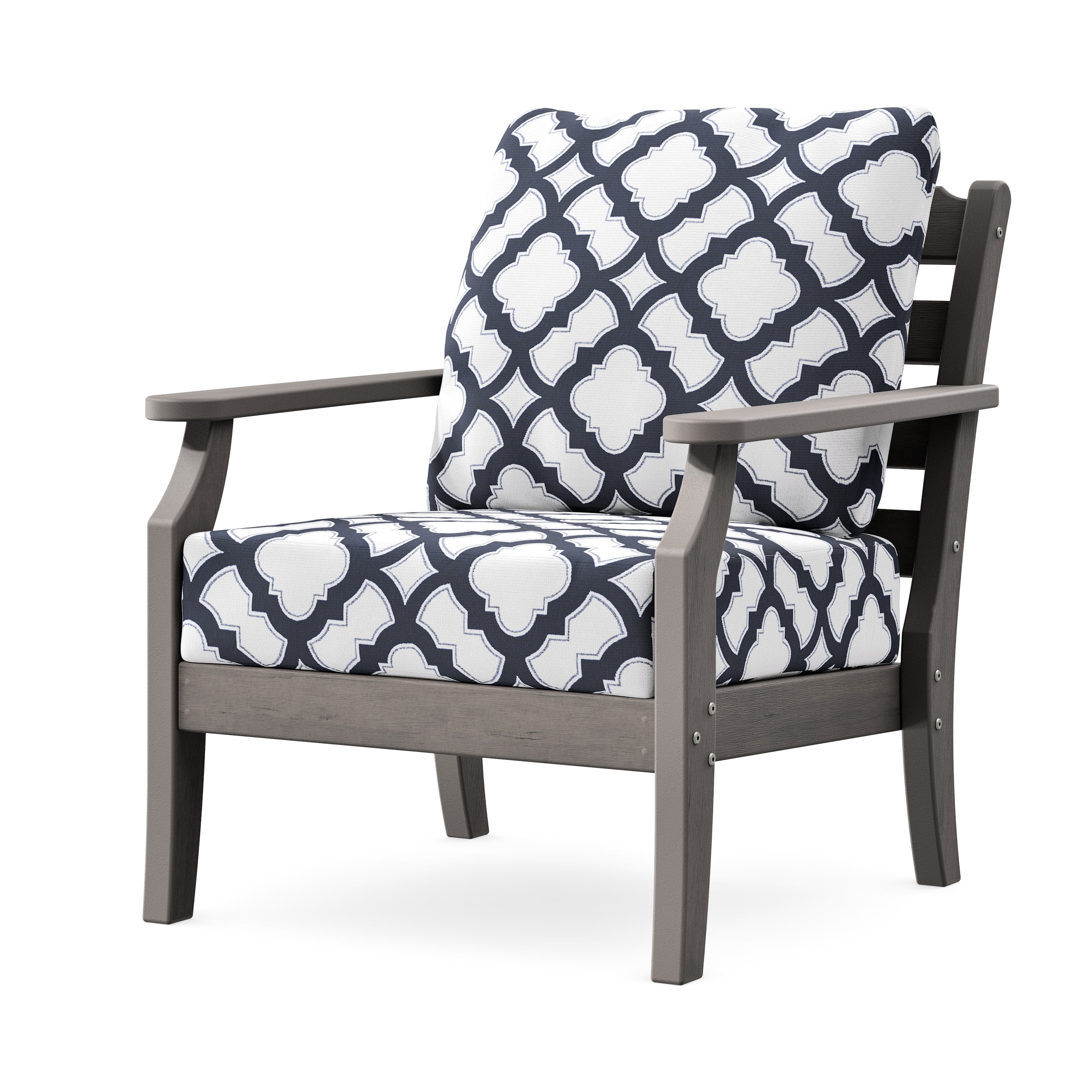 Savannah Deep Seating Chair in Driftwood / Trellis Navy
