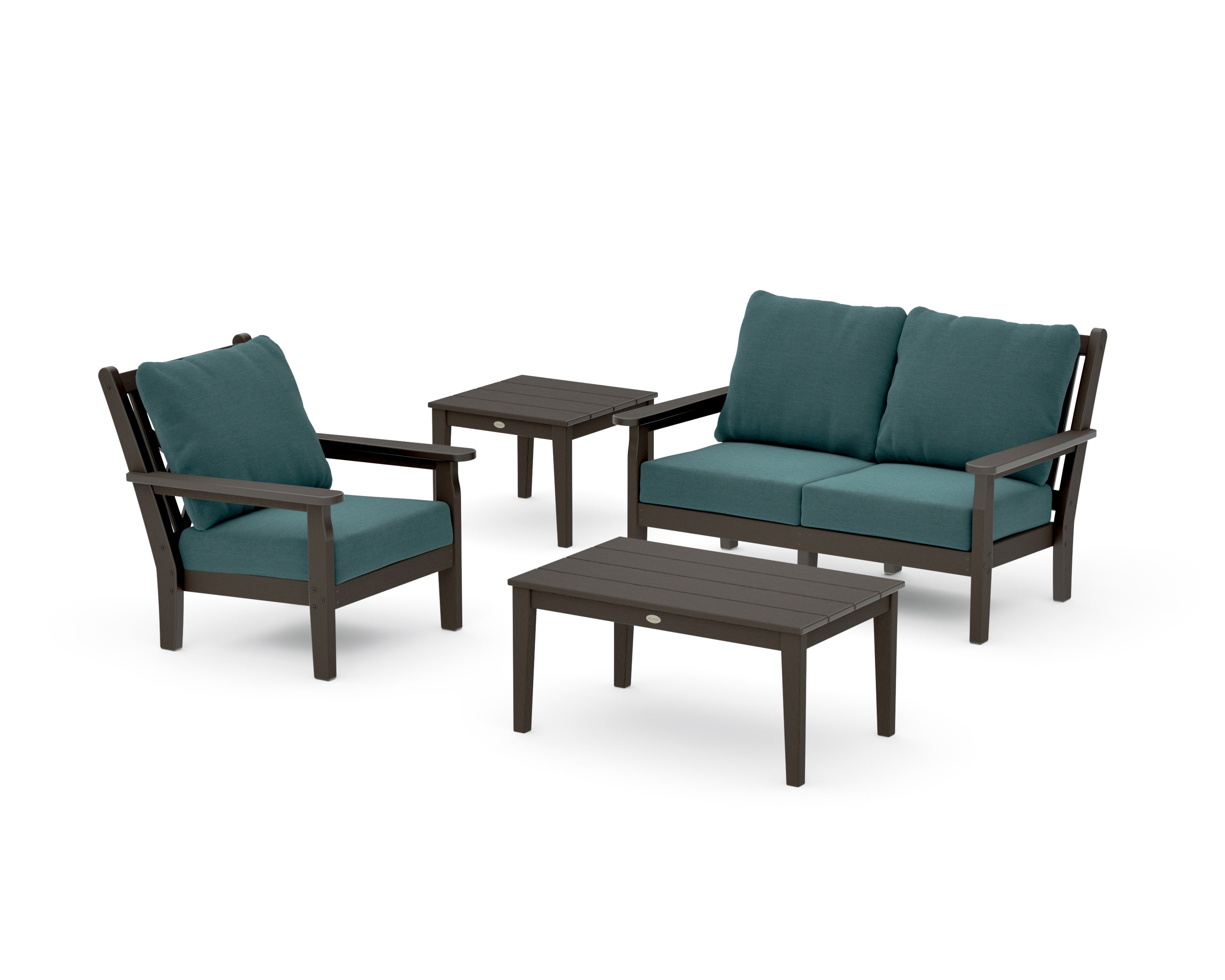 Chippendale 4-Piece Deep Seating Set in Vintage Coffee / Ocean Teal