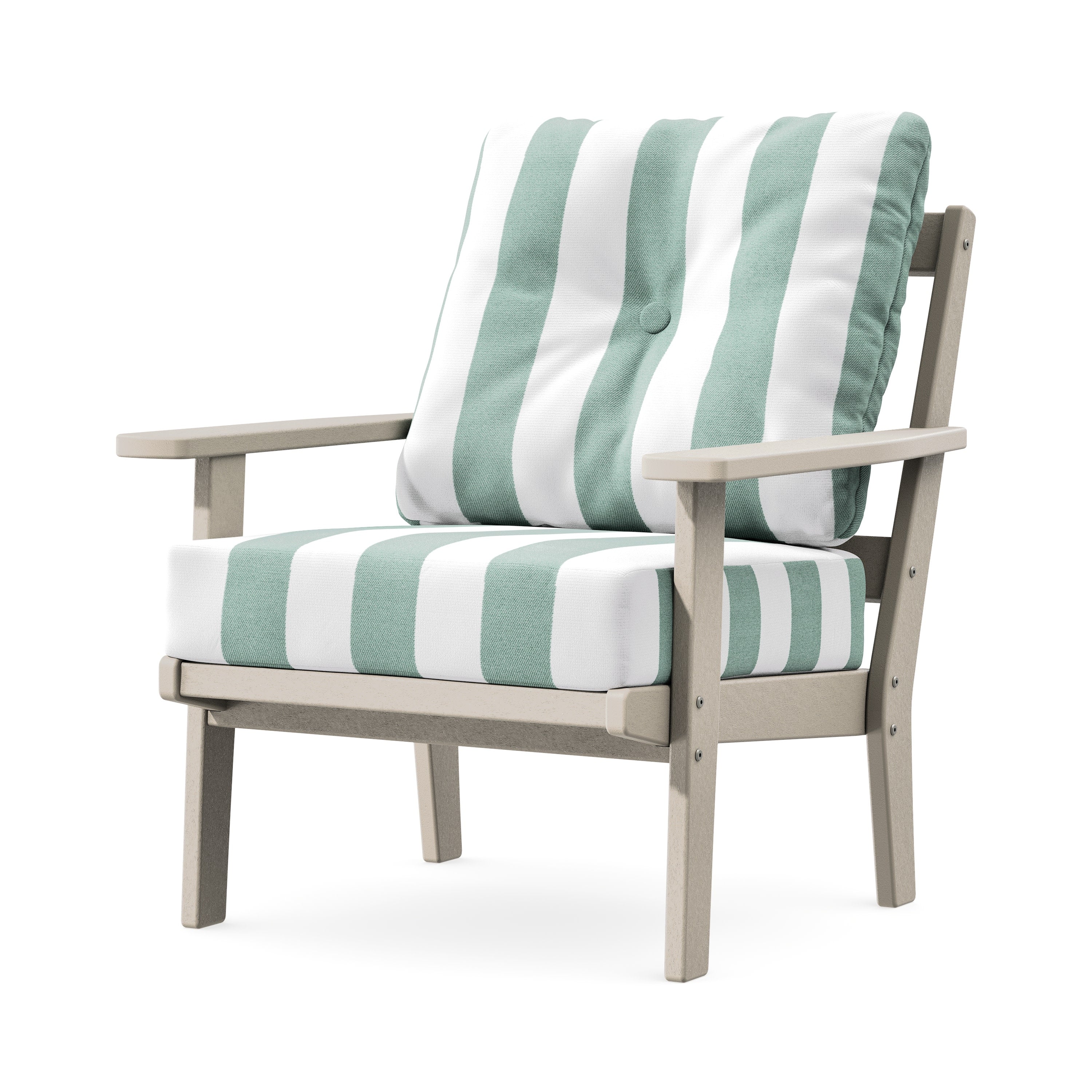 Prairie Deep Seating Chair in Sand / Cabana Stripe Glacier Spa