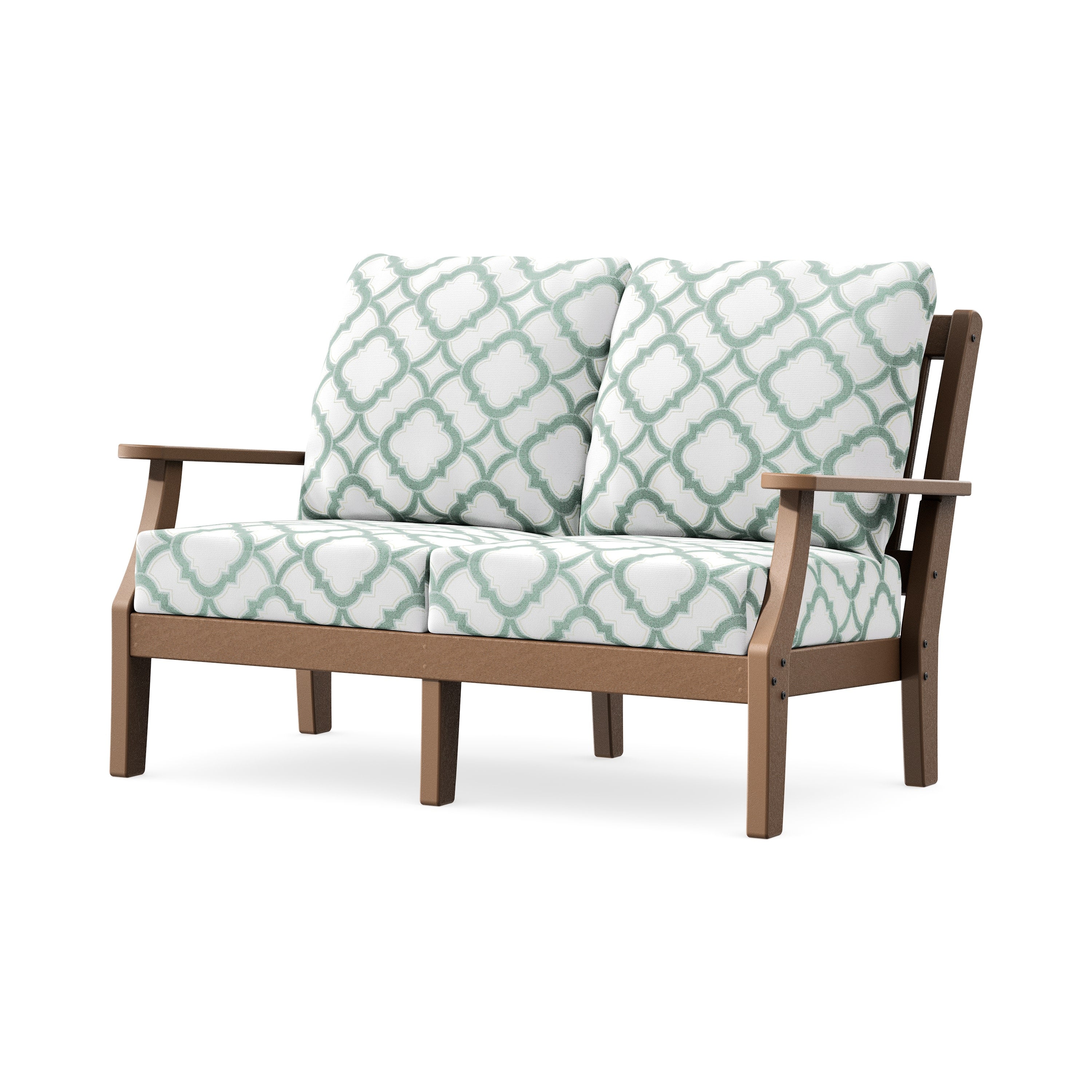 Chinoiserie Deep Seating Loveseat in Teak / Trellis Glacier Spa