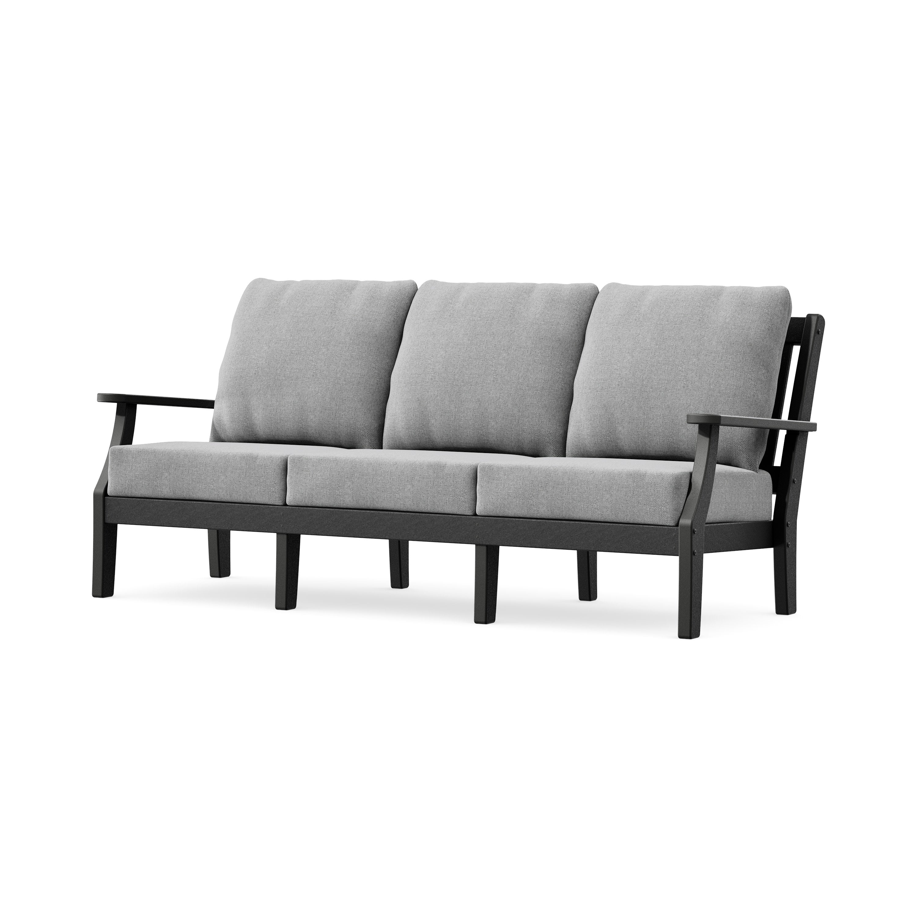 Chinoiserie Deep Seating Sofa in Black / Grey Mist