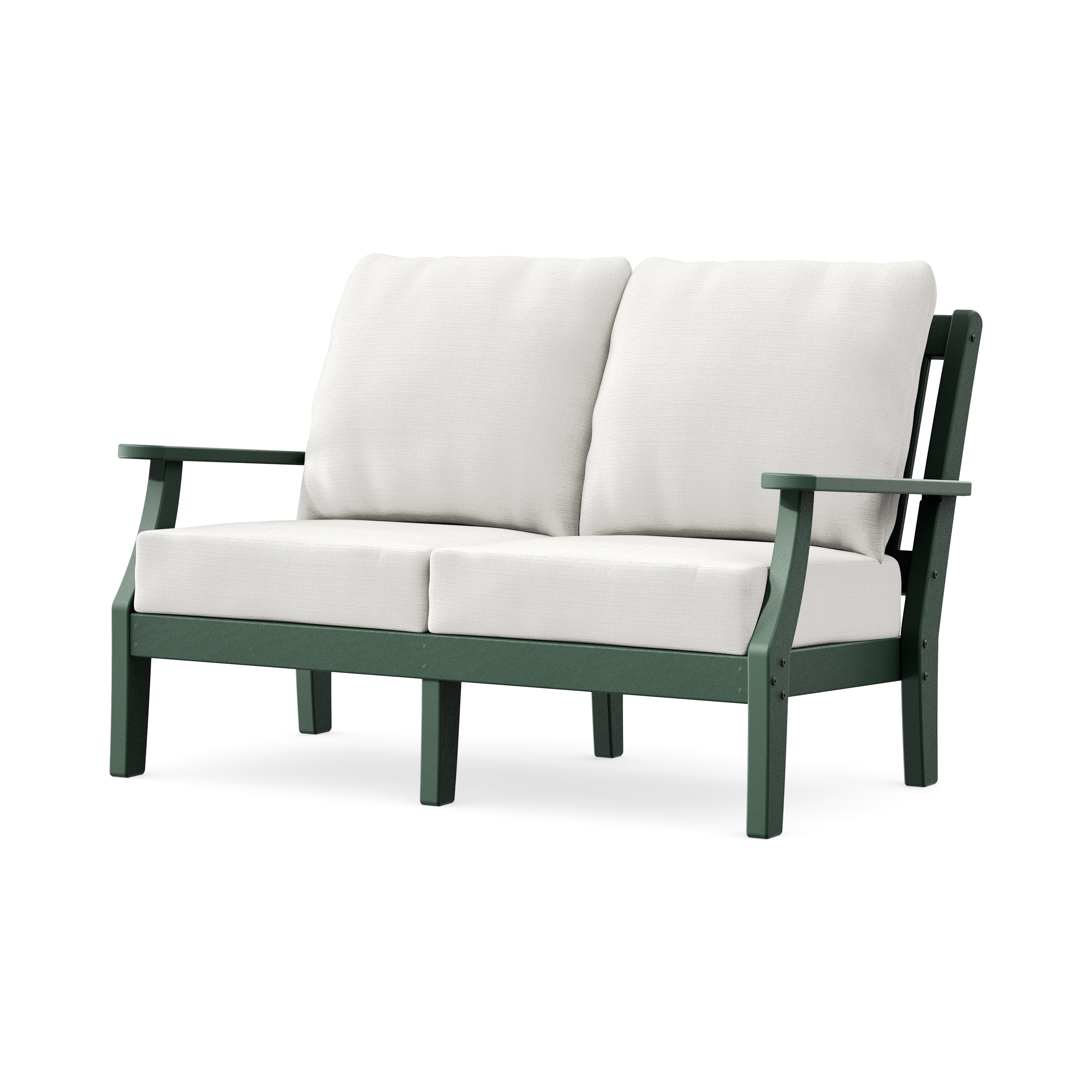 Chinoiserie Deep Seating Loveseat in Green / Natural Linen