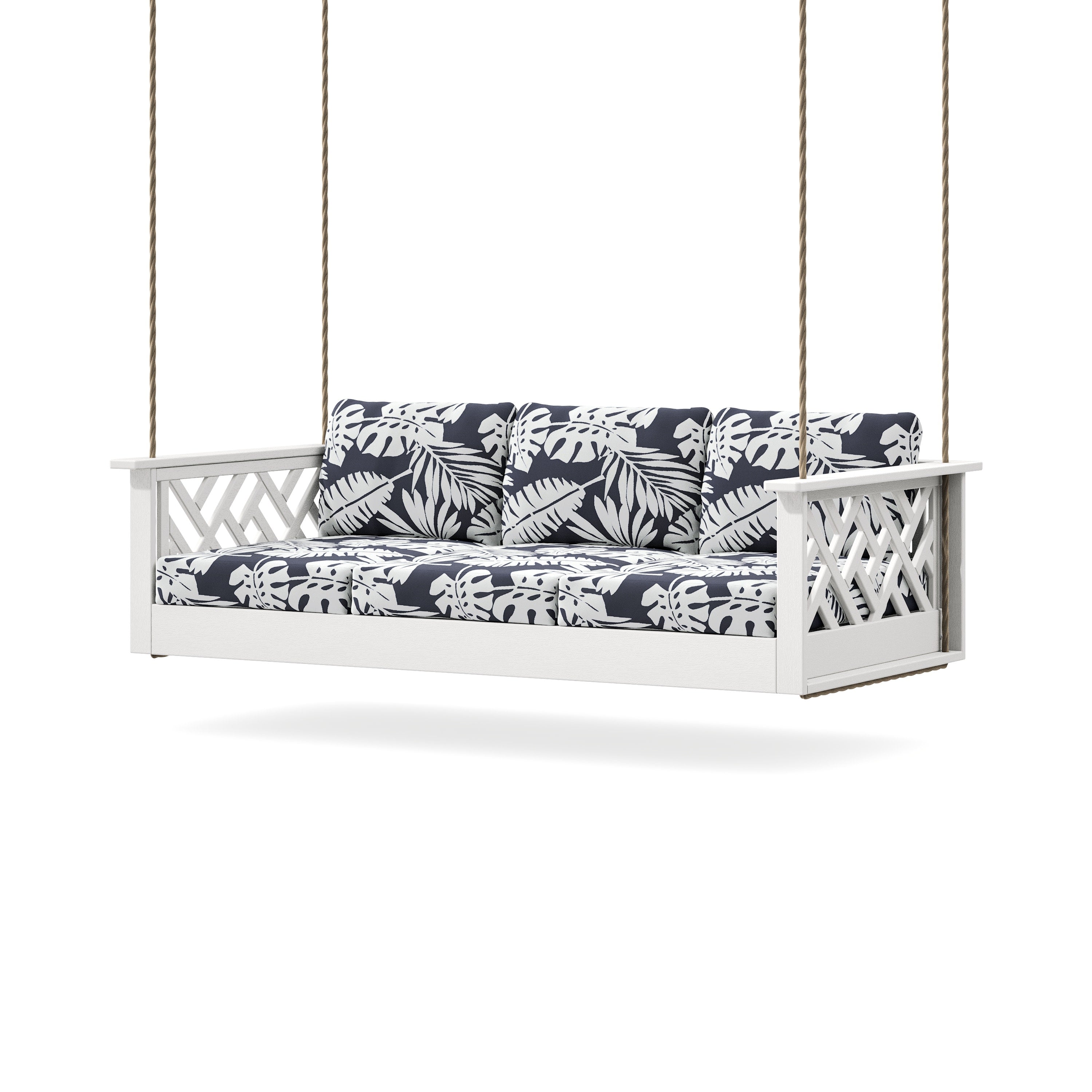 Chippendale Daybed Swing in Vintage White / Leaf Navy