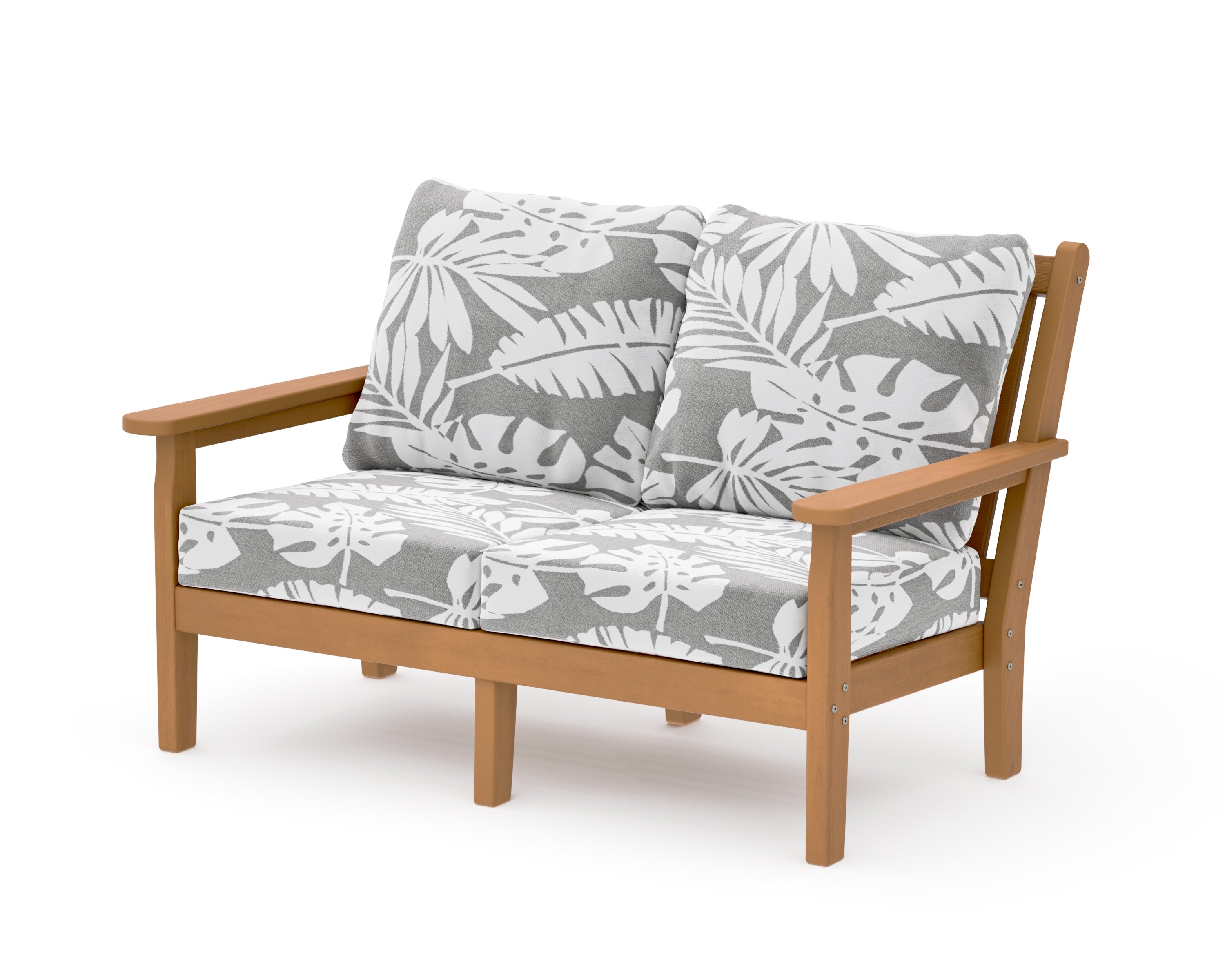Chippendale Deep Seating Loveseat in Natural / Leaf Grey Mist