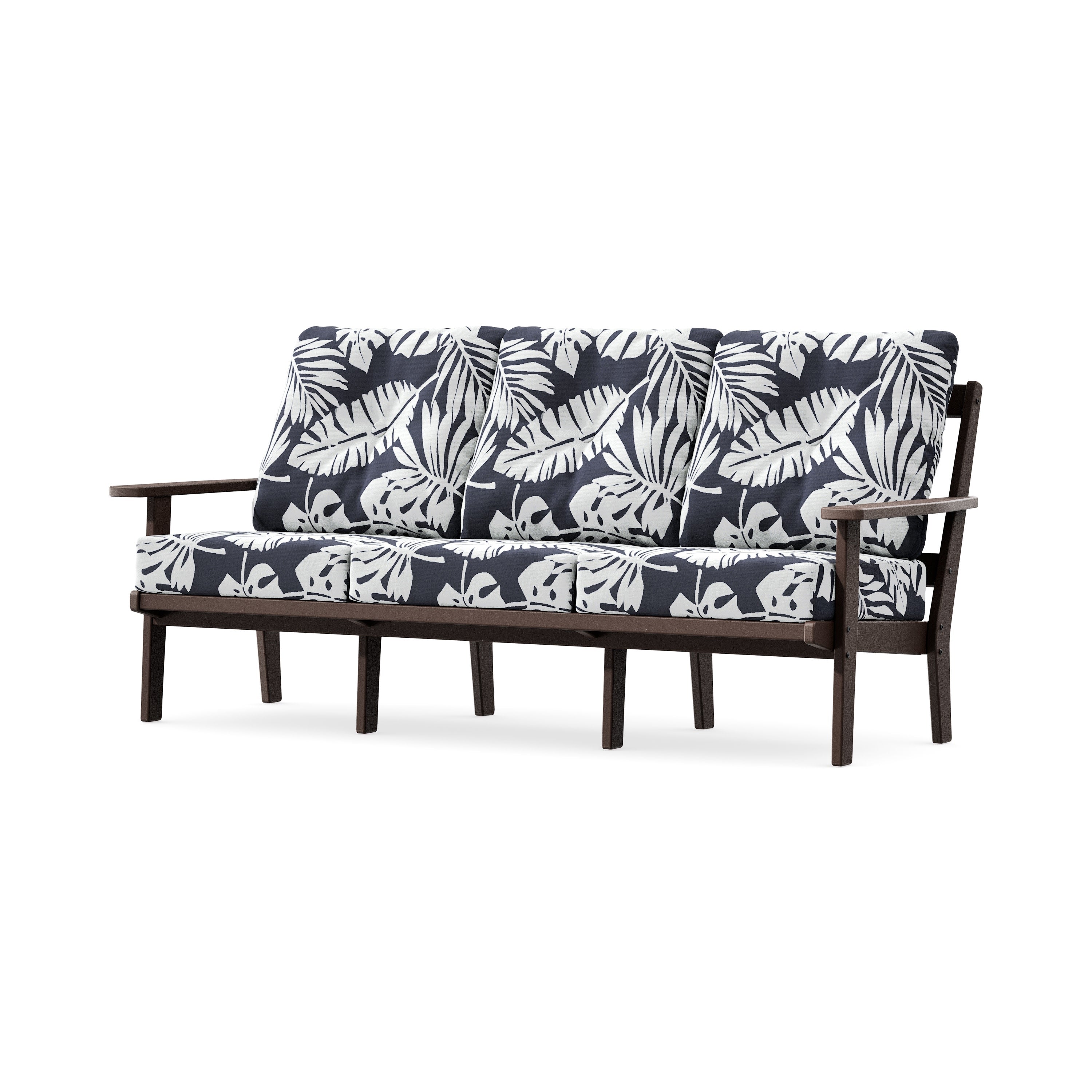 Oxford Deep Seating Sofa in Mahogany / Leaf Navy