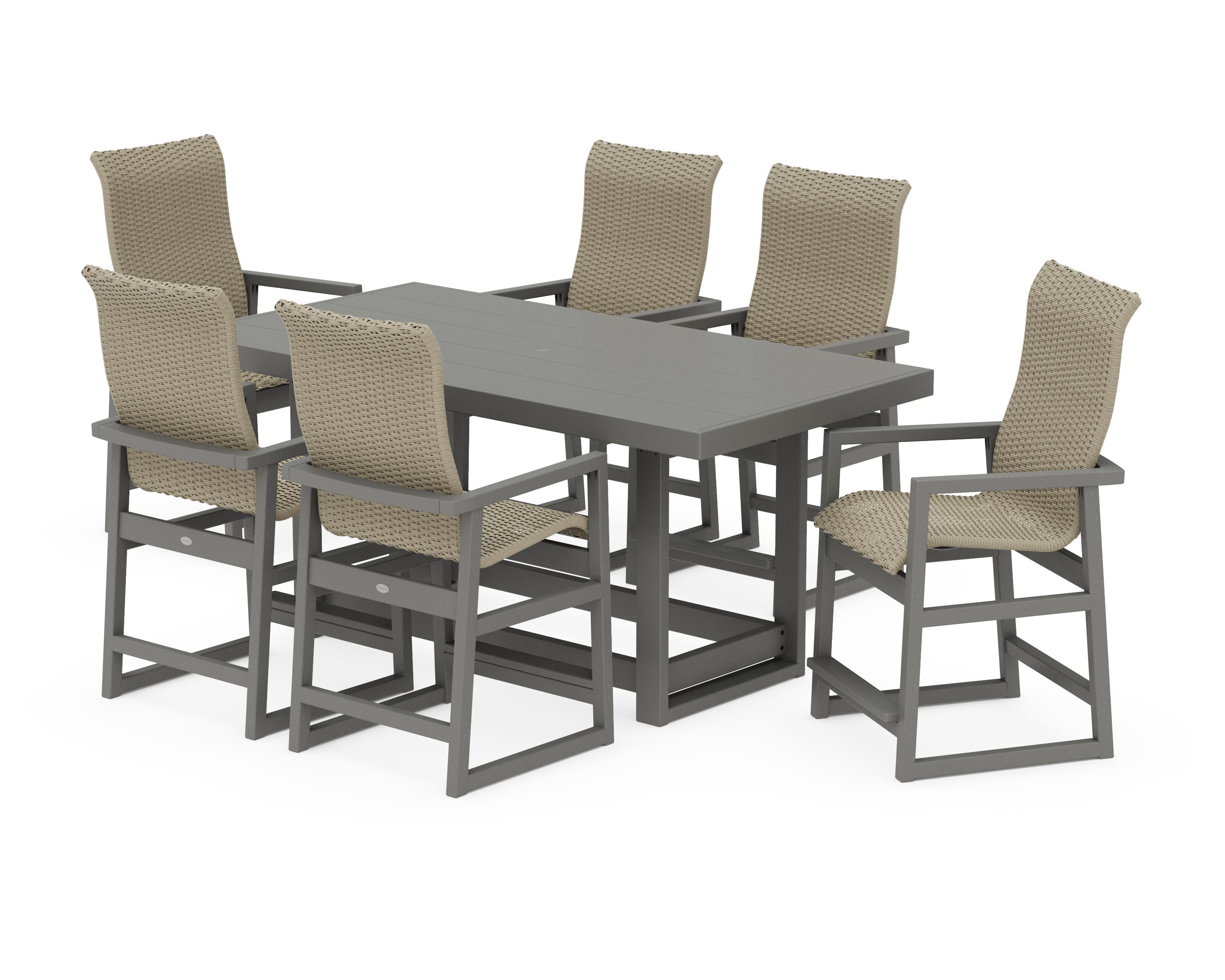 EDGE Woven Highback Arm Chair 7-Piece Counter Set