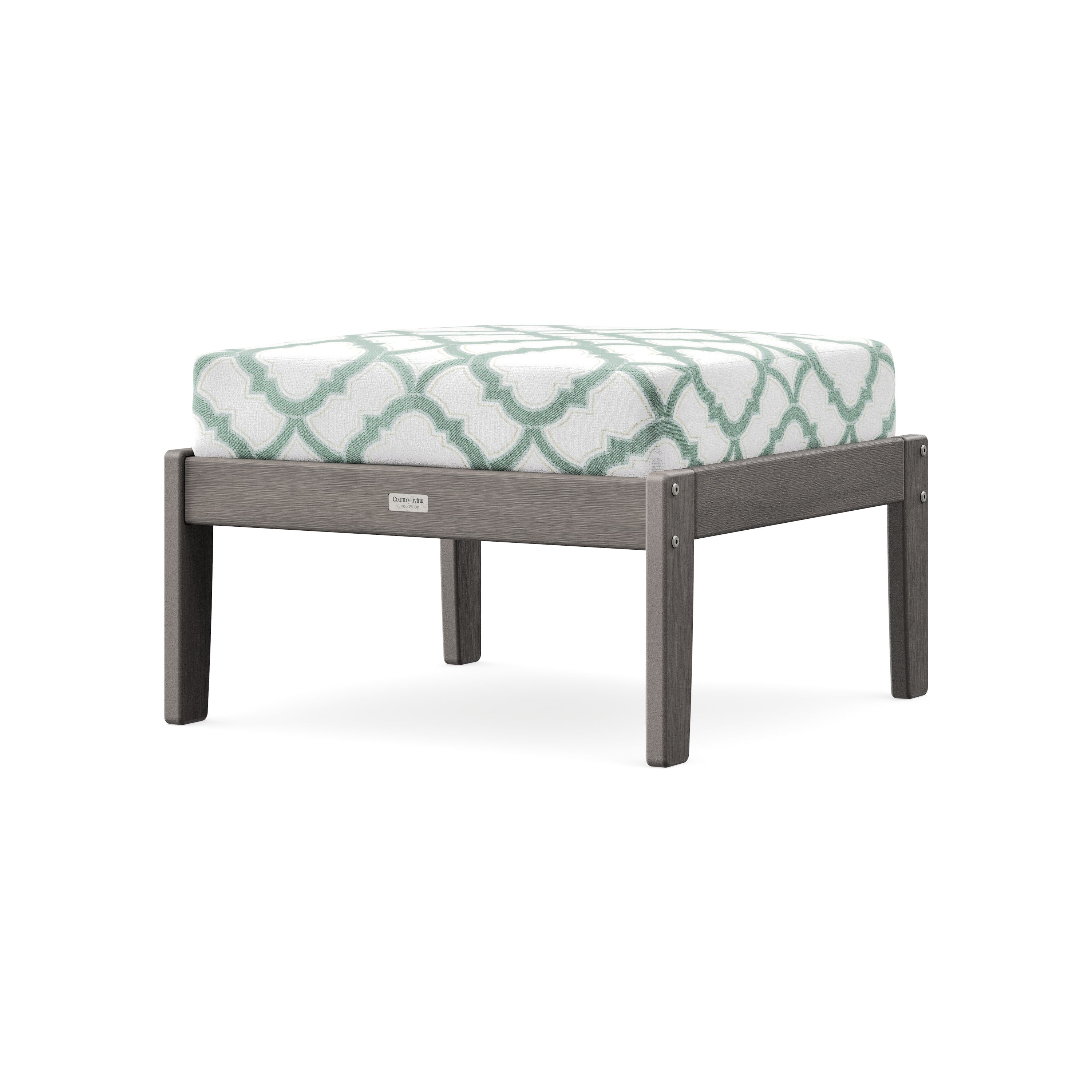Cottage Deep Seating Ottoman in Driftwood / Trellis Glacier Spa
