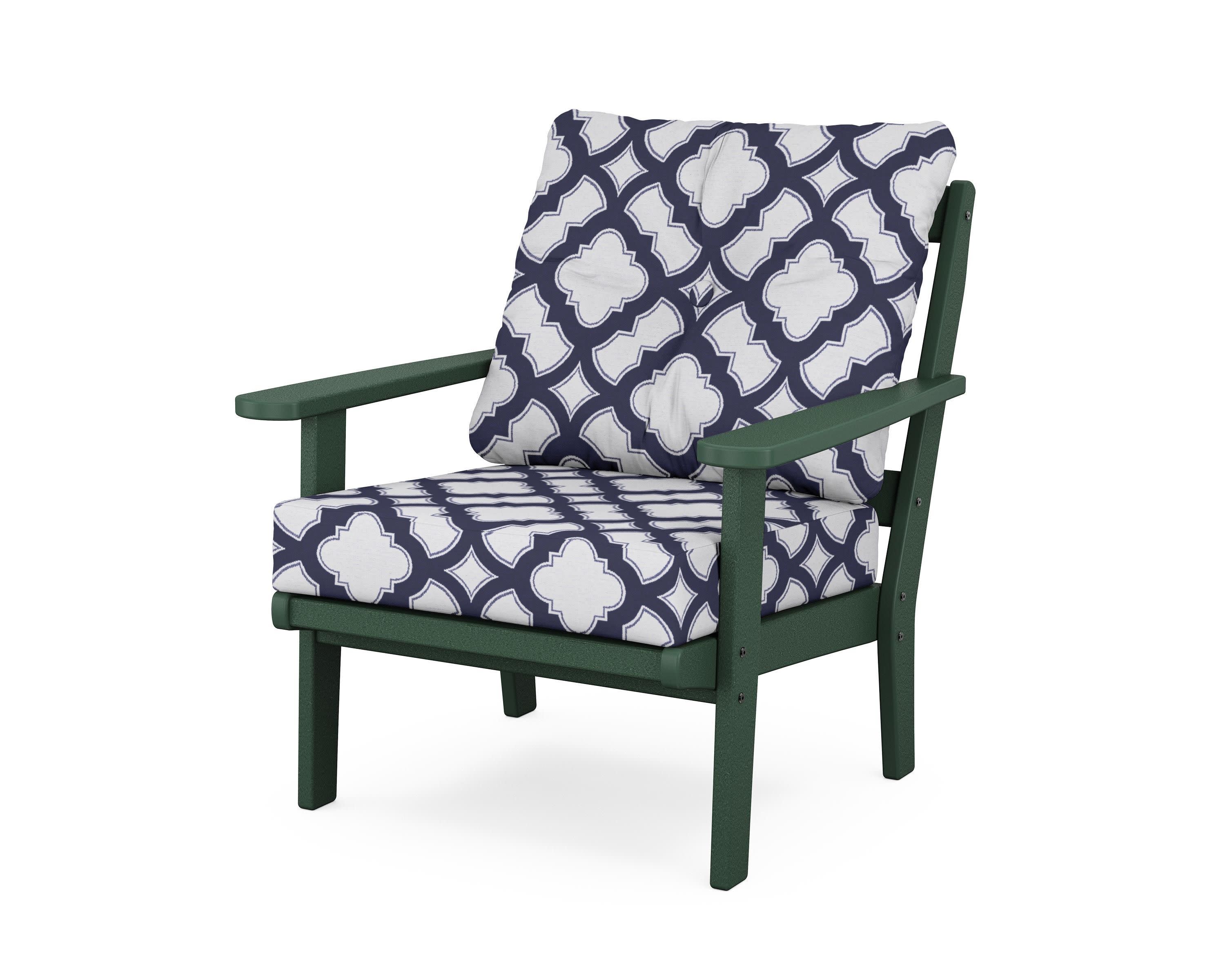 Mission Deep Seating Chair in Green / Trellis Navy