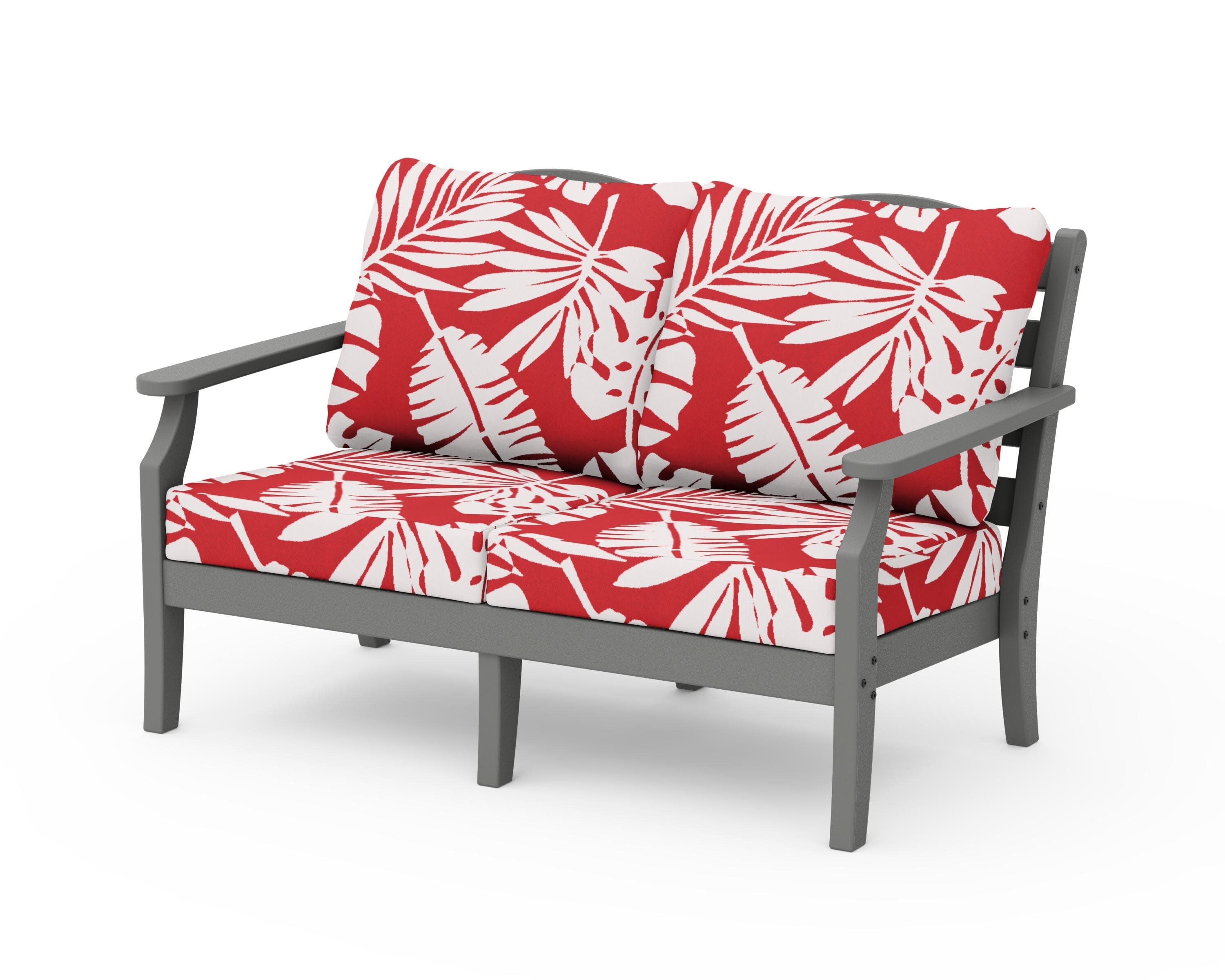 Savannah Deep Seating Loveseat in Slate Grey / Leaf Crimson