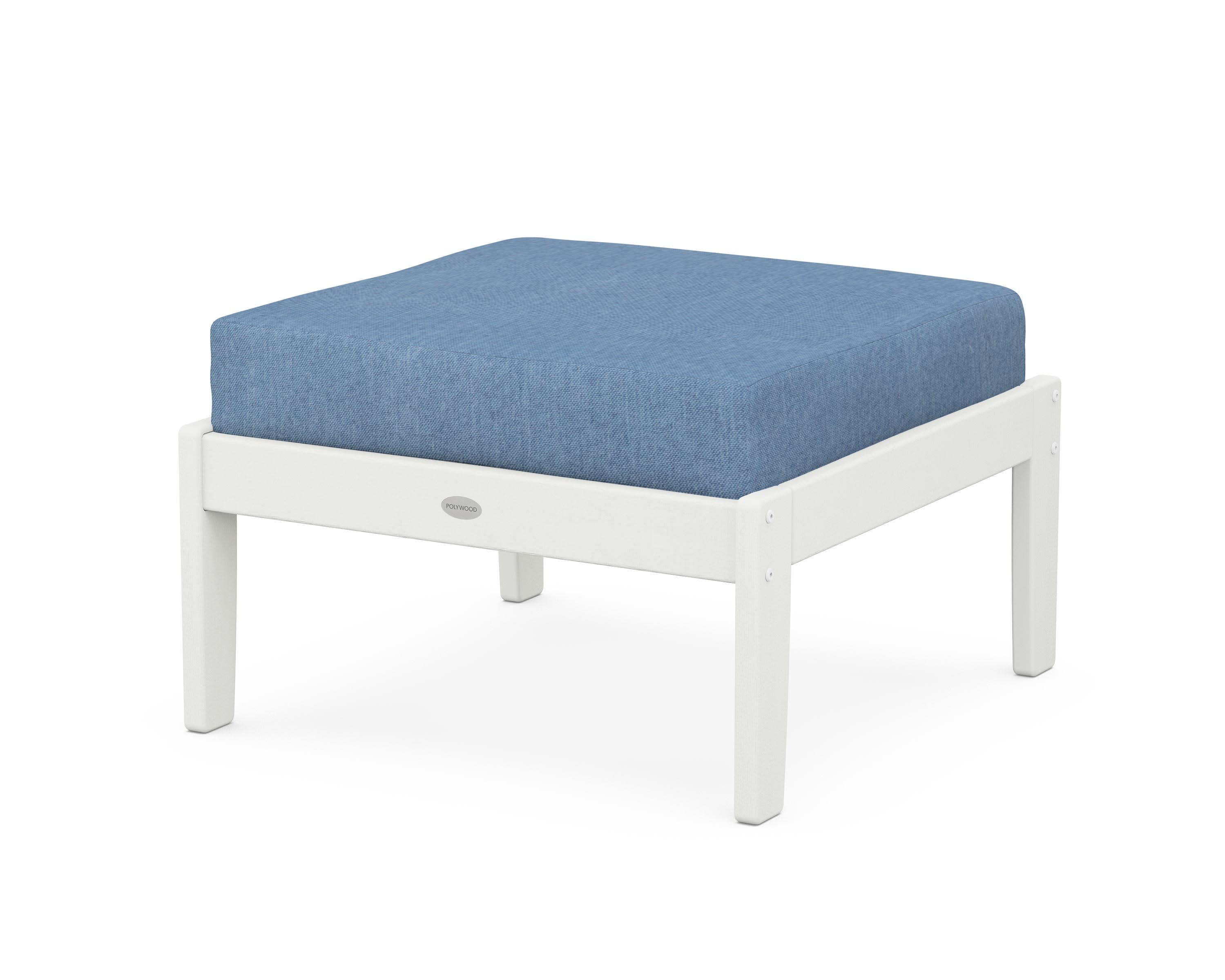 Braxton Deep Seating Ottoman in Vintage White / Sky Blue
