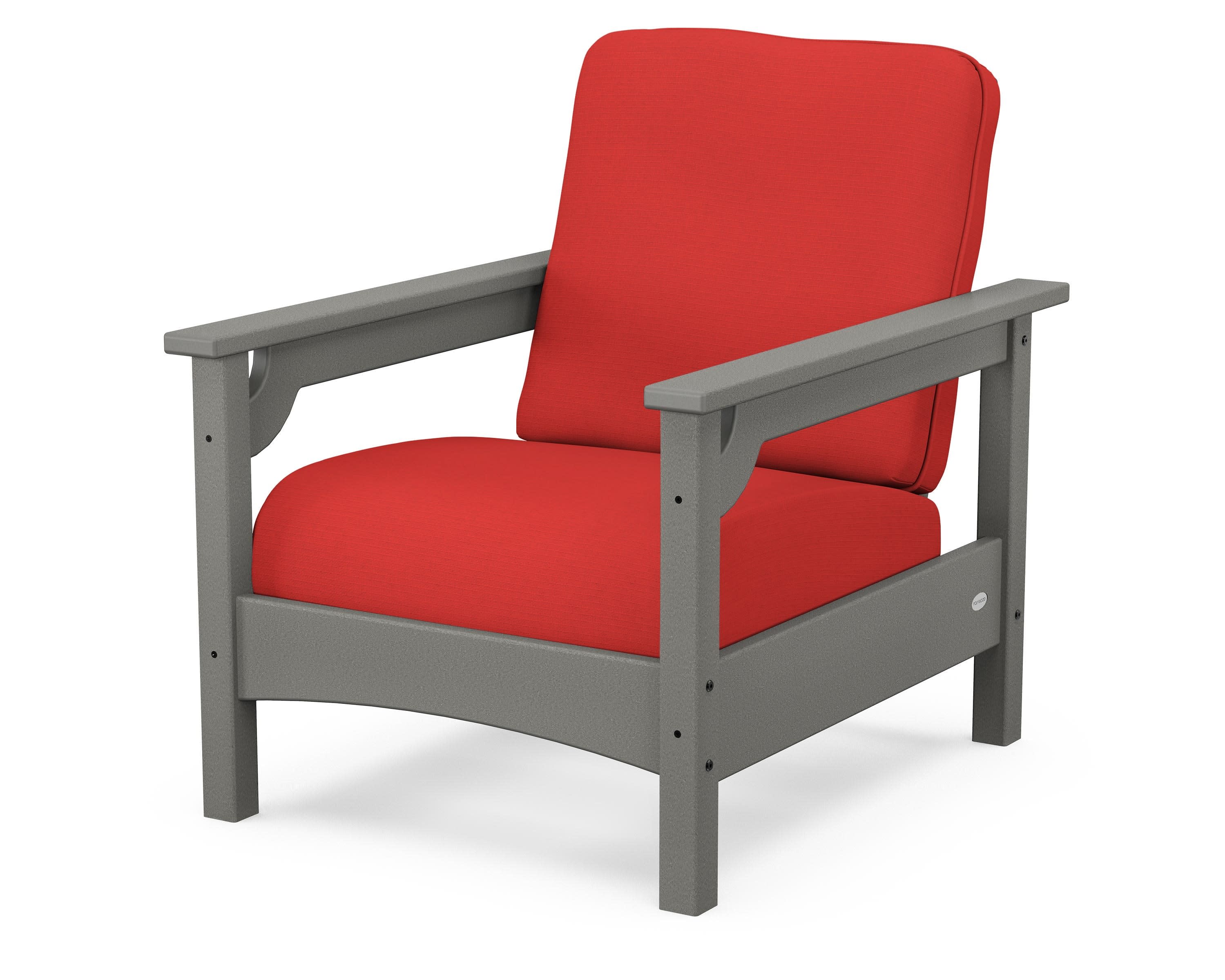 Club Chair in Slate Grey / Crimson Linen
