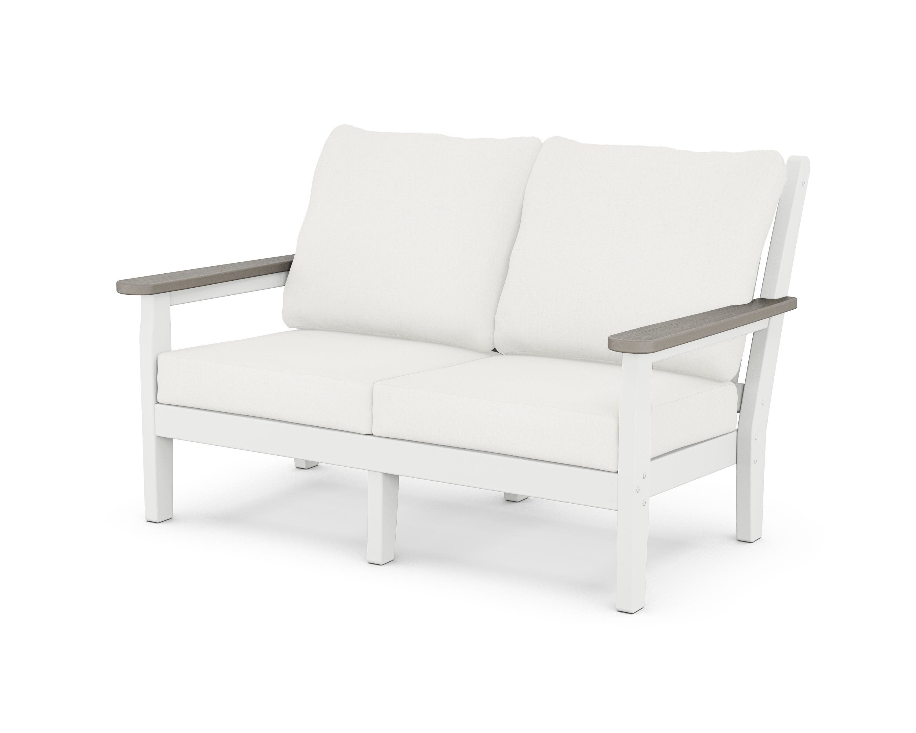 Chippendale Deep Seating Loveseat in White / Driftwood / Natural Linen