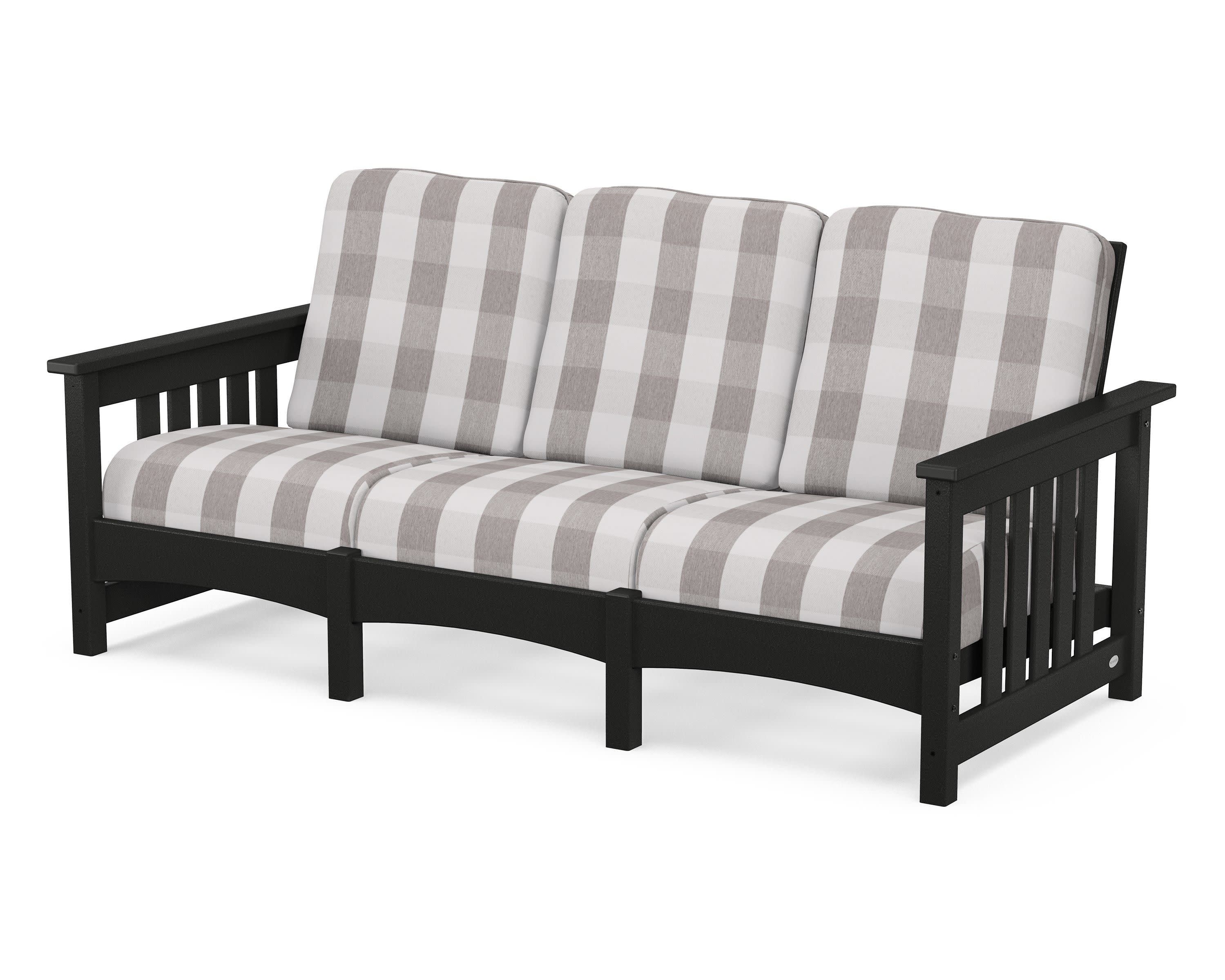Club Mission Sofa in Black / Buffalo Plaid Grey Mist