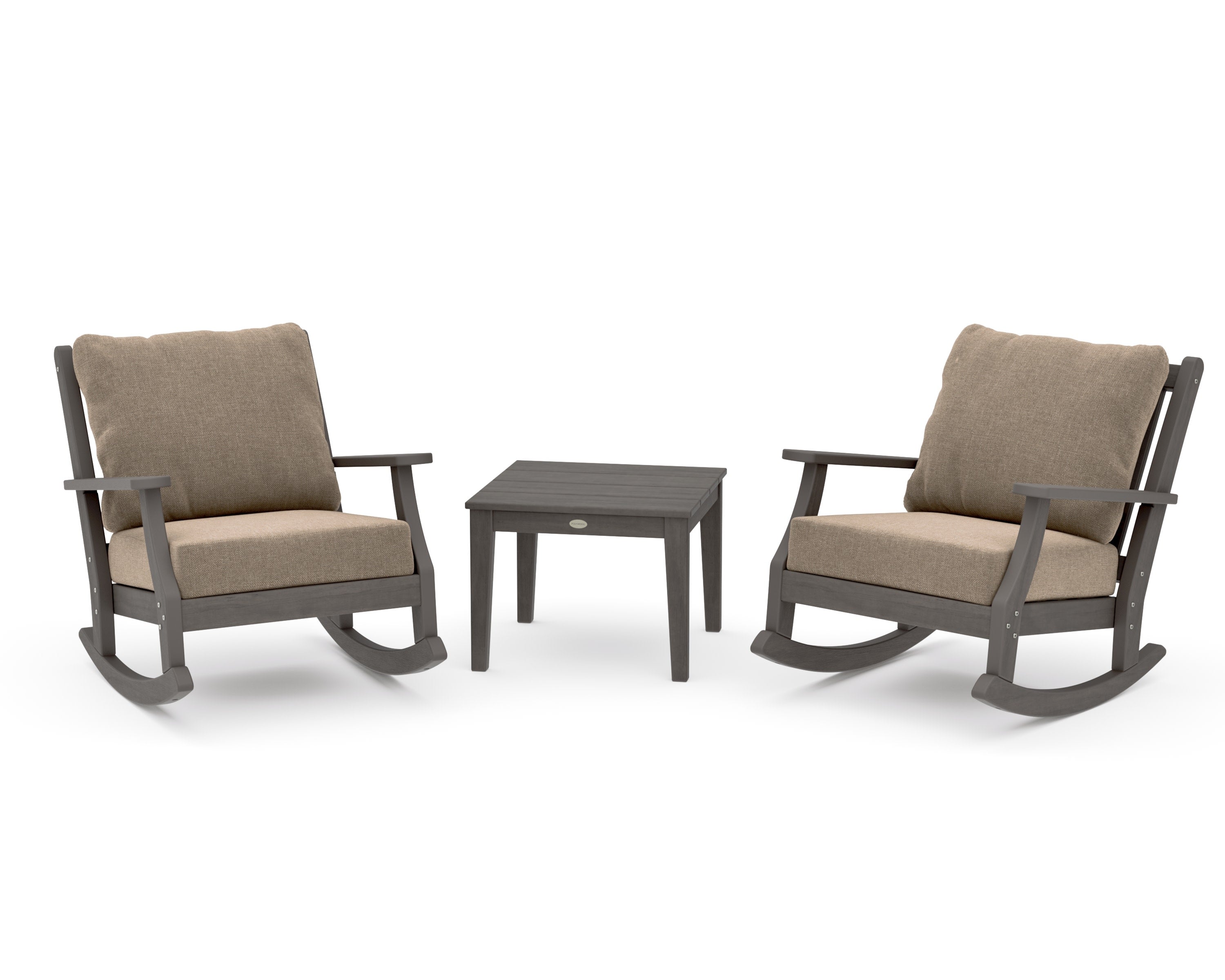Wovendale 3-Piece Deep Seating Rocker Set in Driftwood / Spiced Burlap
