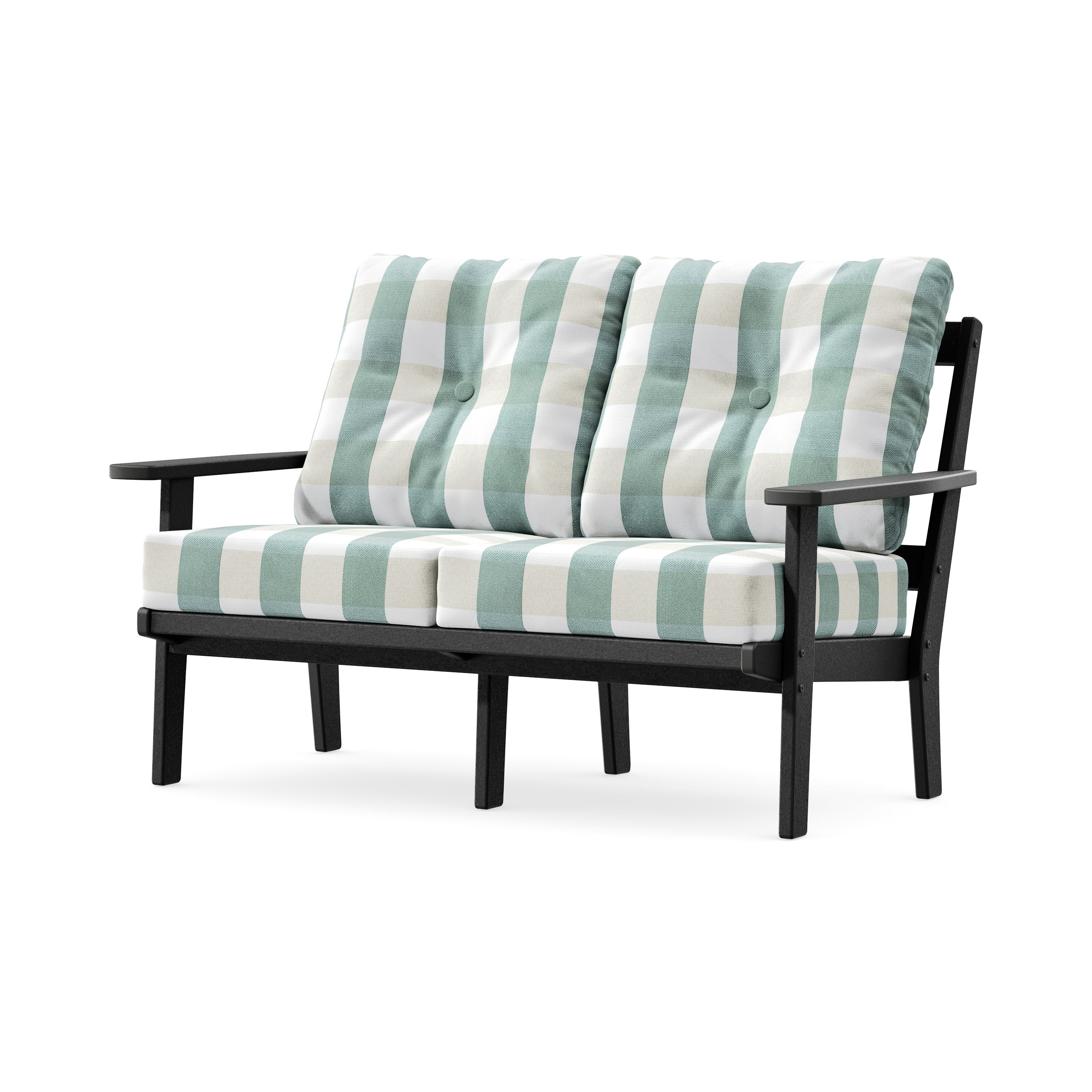 Prairie Deep SeatingLoveseat in Black / Buffalo Plaid Glacier Spa