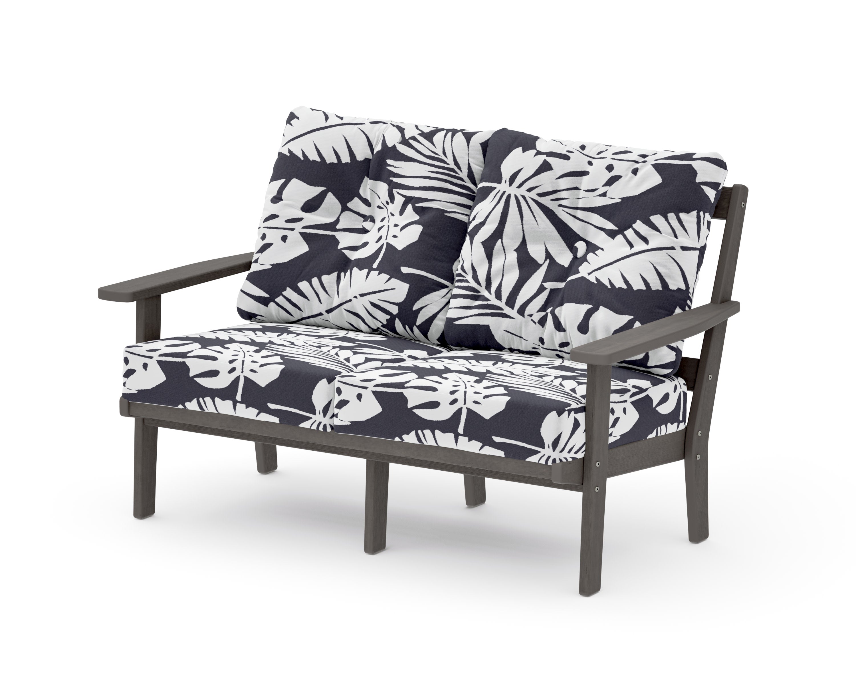 Oxford Deep SeatingLoveseat in Driftwood / Leaf Navy