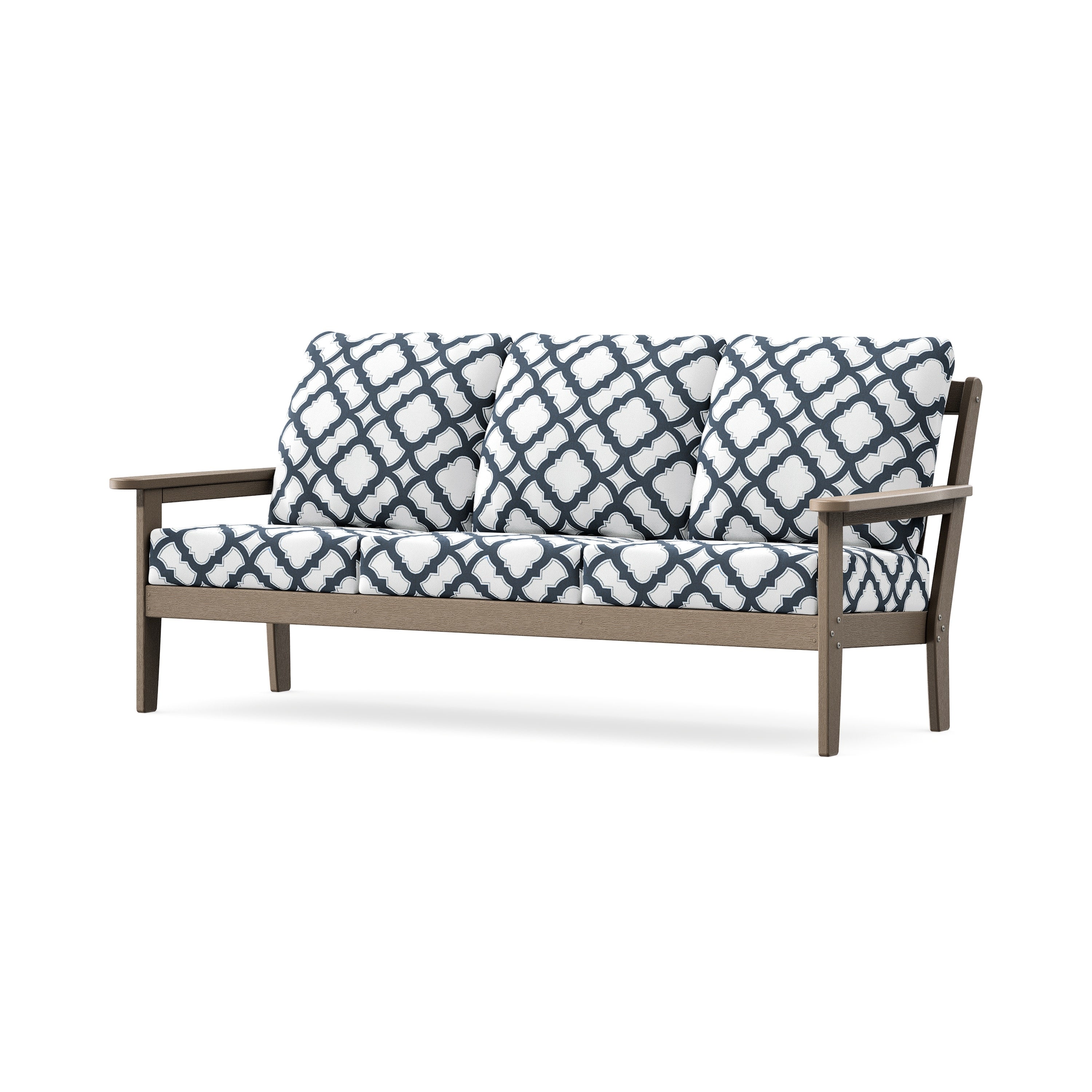 Cottage Deep Seating Sofa in Vintage Sahara / Trellis Marine Indigo