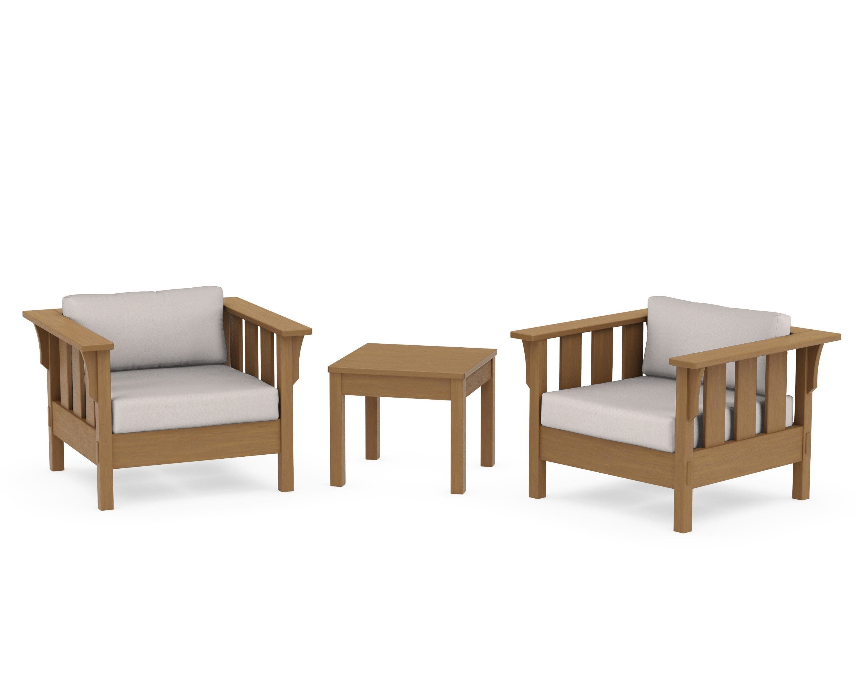 Acadia 3-Piece Deep Seating Set in Natural / Dune Burlap