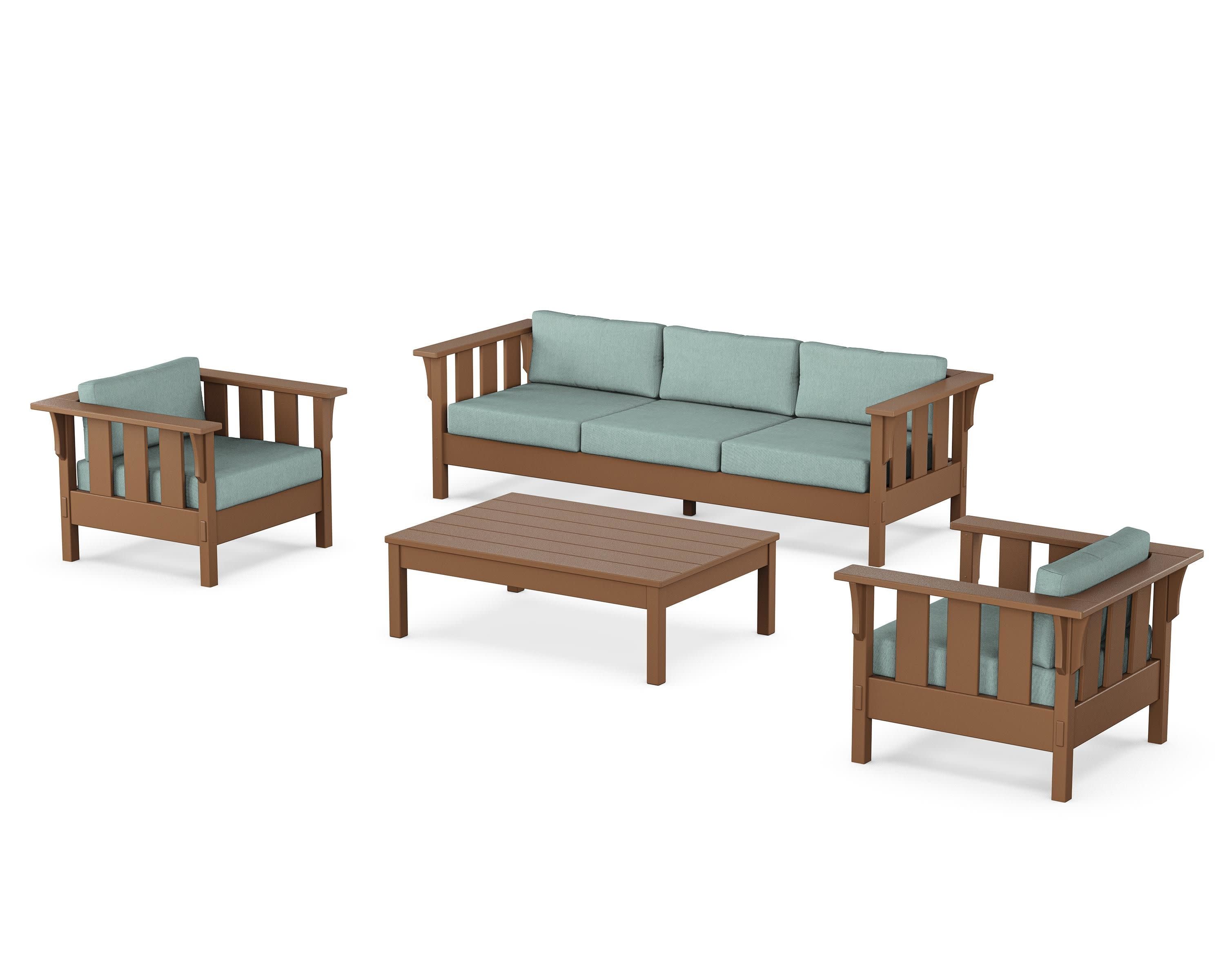 Acadia 4-Piece Deep Seating Set with Sofa in Teak / Glacier Spa