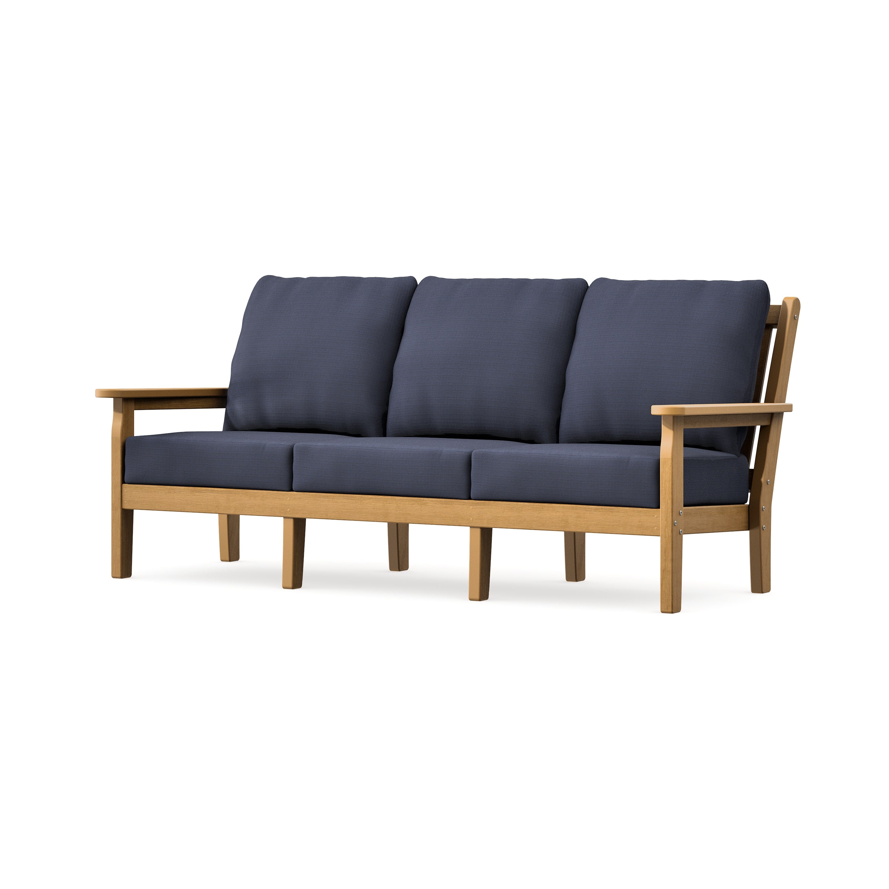 Chippendale Deep Seating Sofa in Natural / Navy Linen