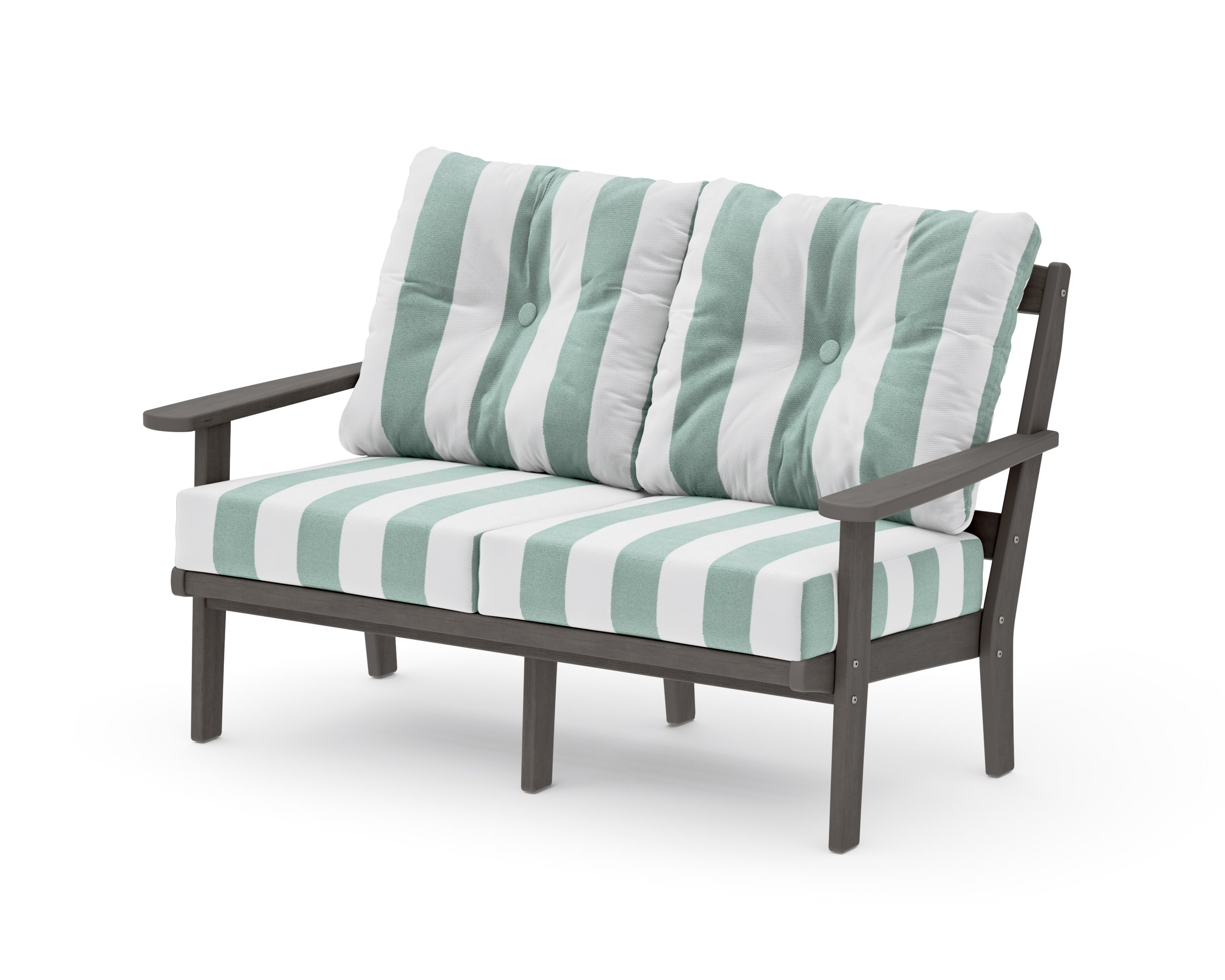 Mission Deep SeatingLoveseat in Driftwood / Cabana Stripe Glacier Spa