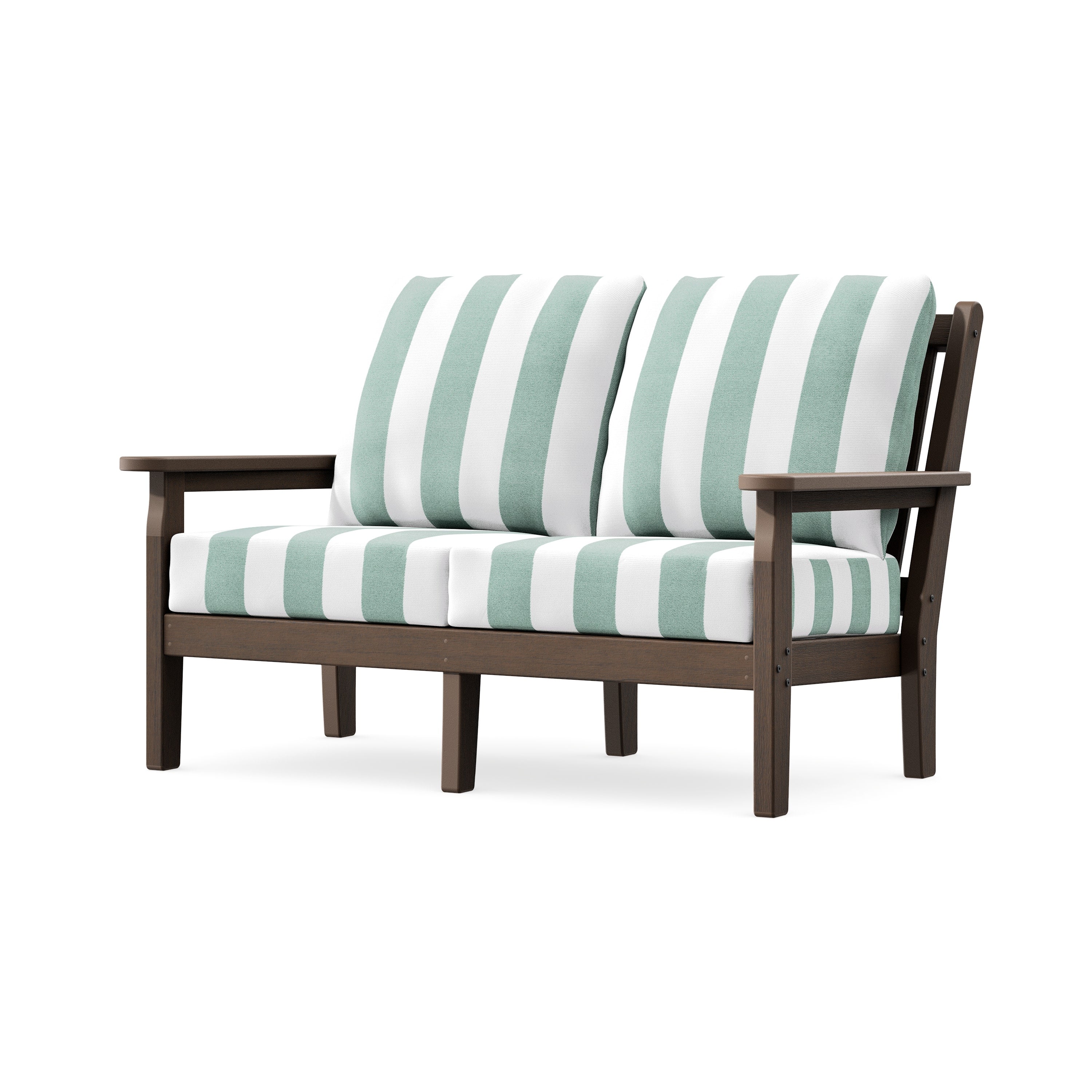 Chippendale Deep Seating Loveseat in Kona / Cabana Stripe Glacier Spa