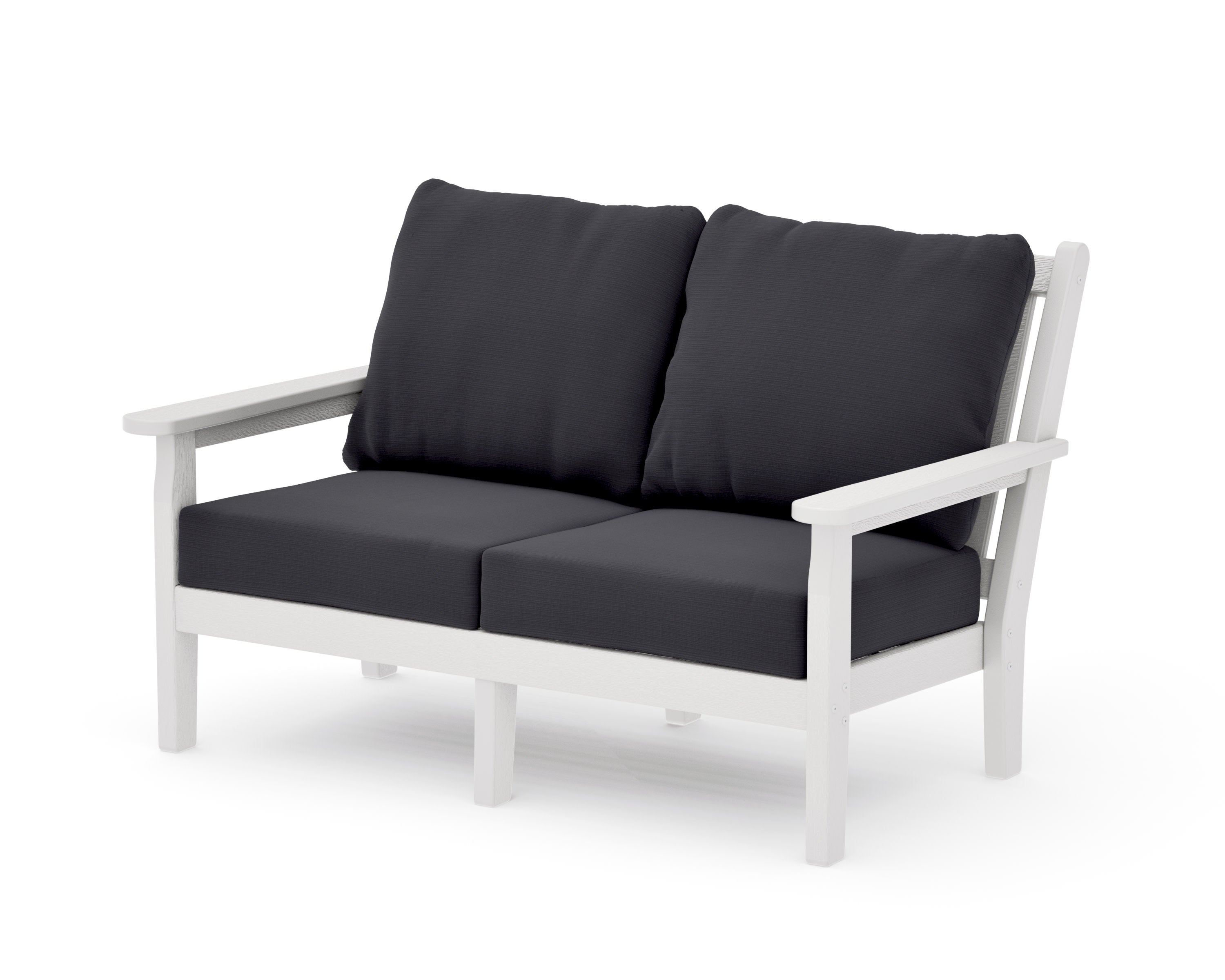 Chippendale Deep Seating Loveseat in Vintage White / Midnight Linen