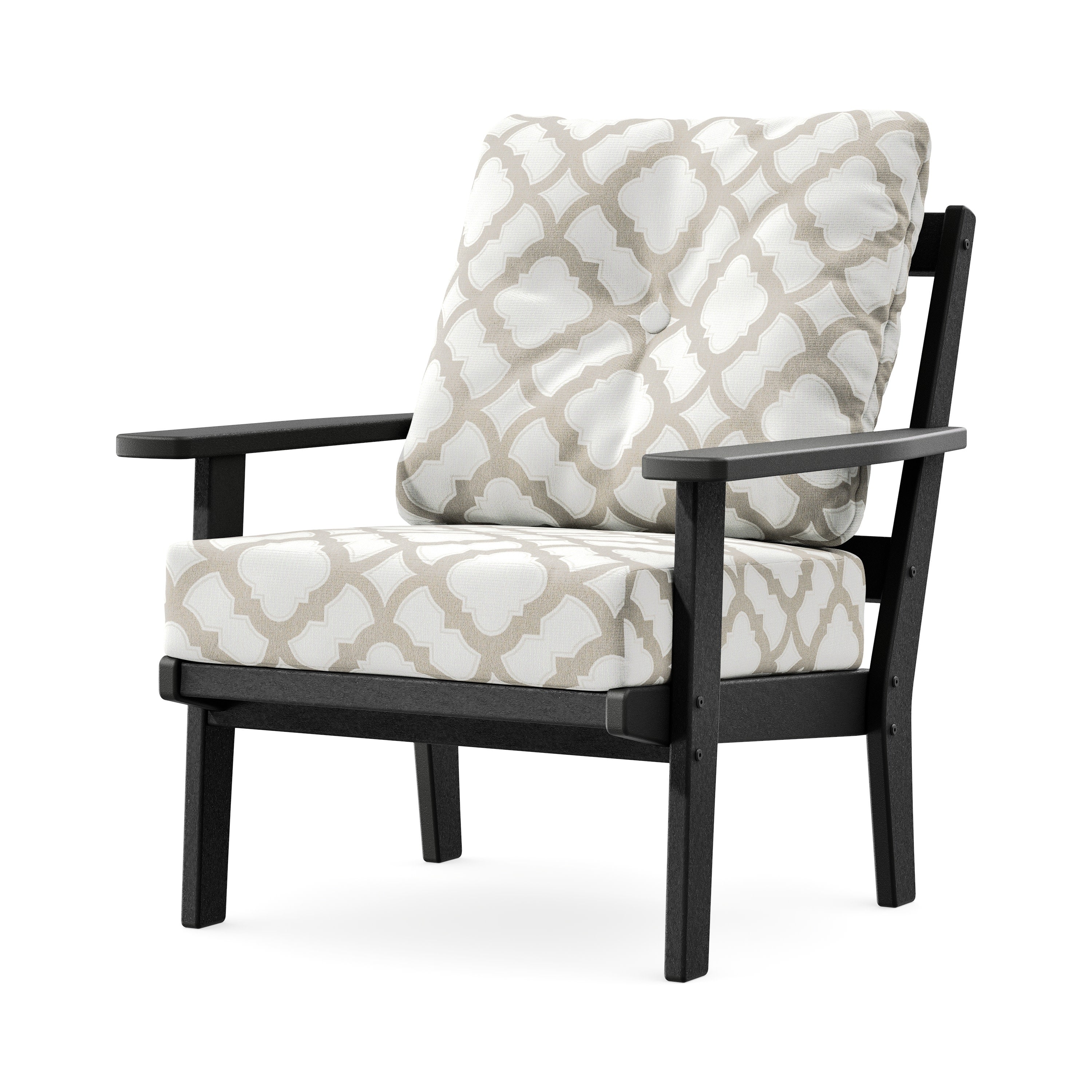 Prairie Deep Seating Chair in Black / Trellis Dune Burlap