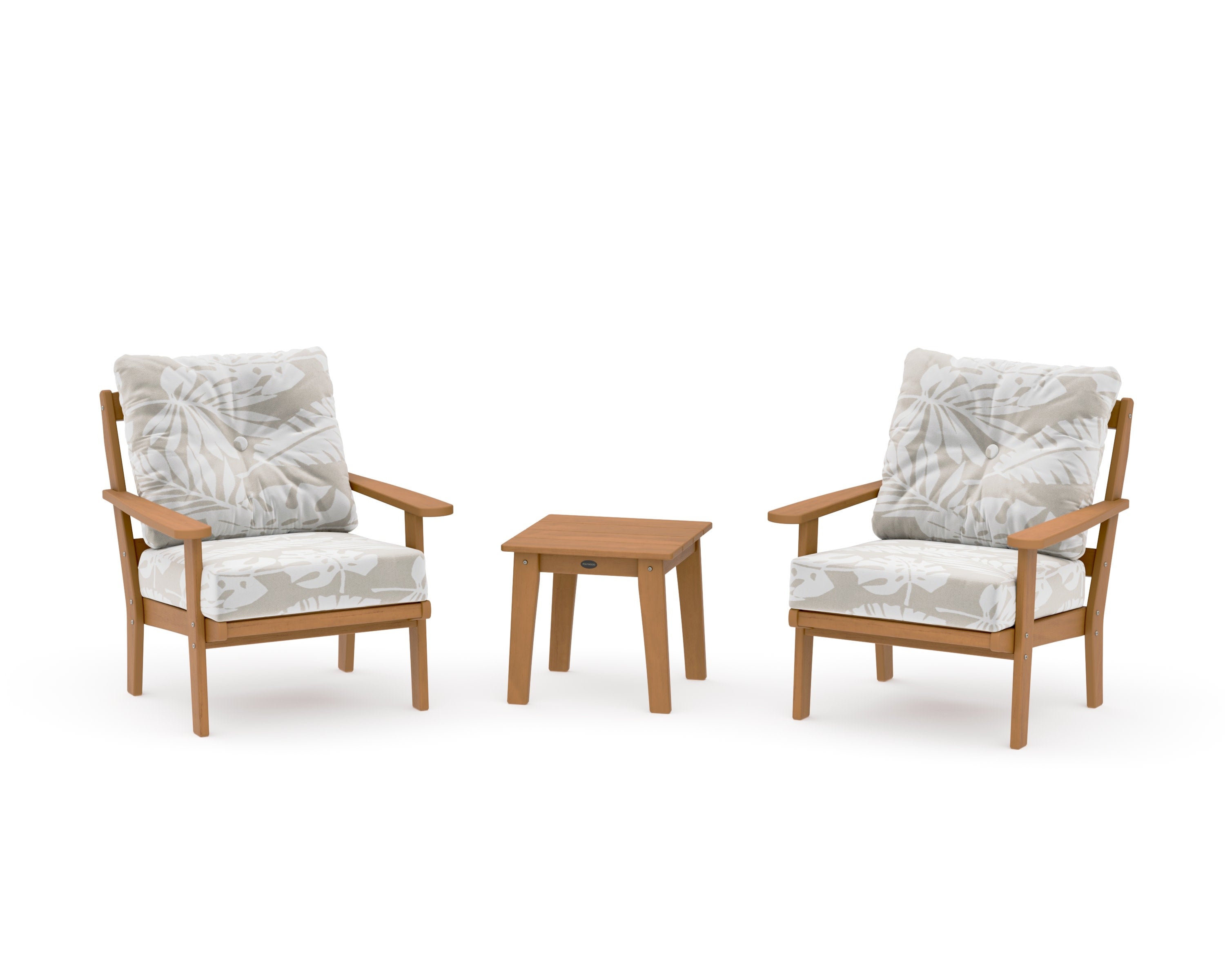 Mission 3-Piece Deep Seating Set in Natural / Leaf Dune Burlap