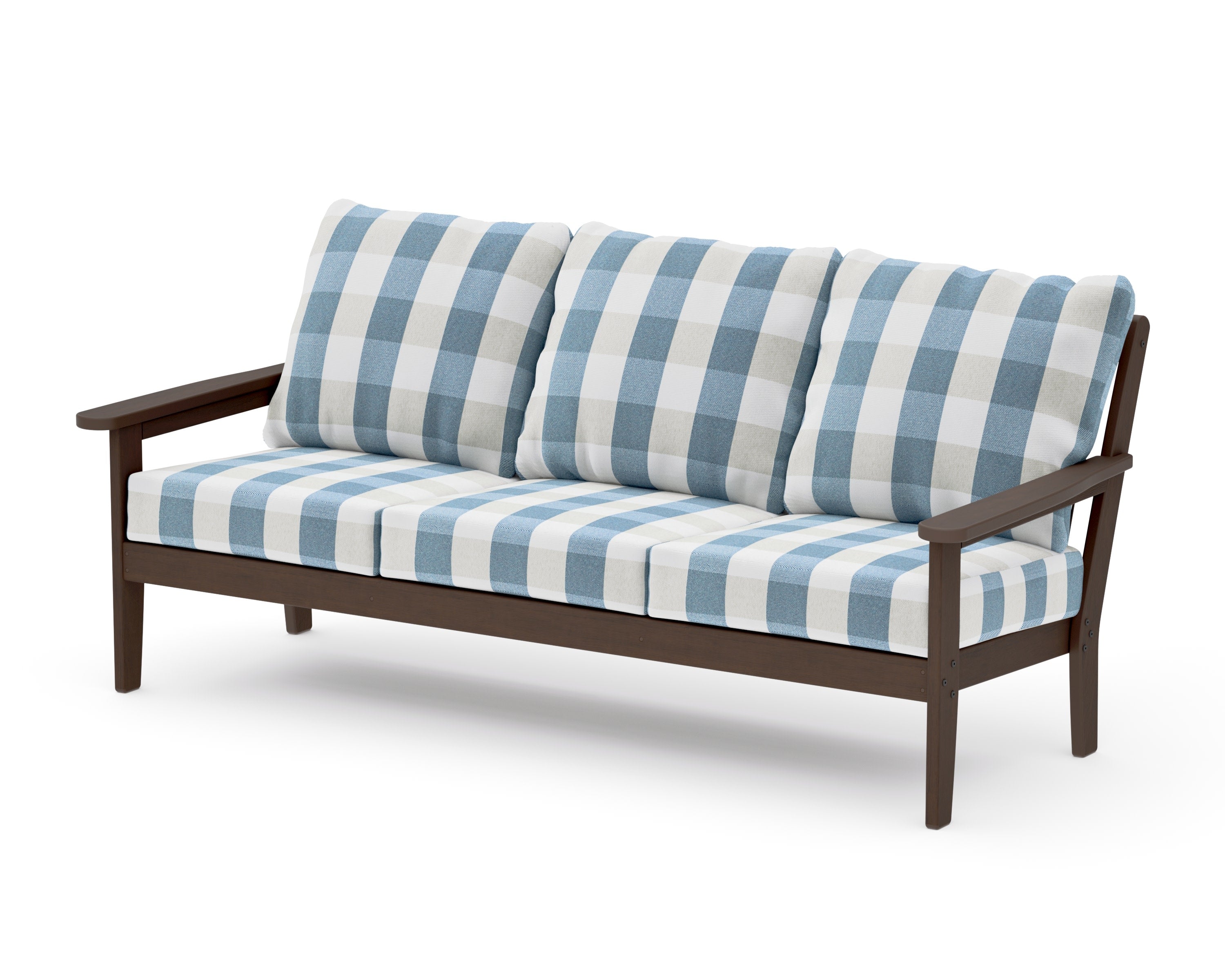 Cottage Deep Seating Sofa in Kona / Buffalo Plaid Sky Blue