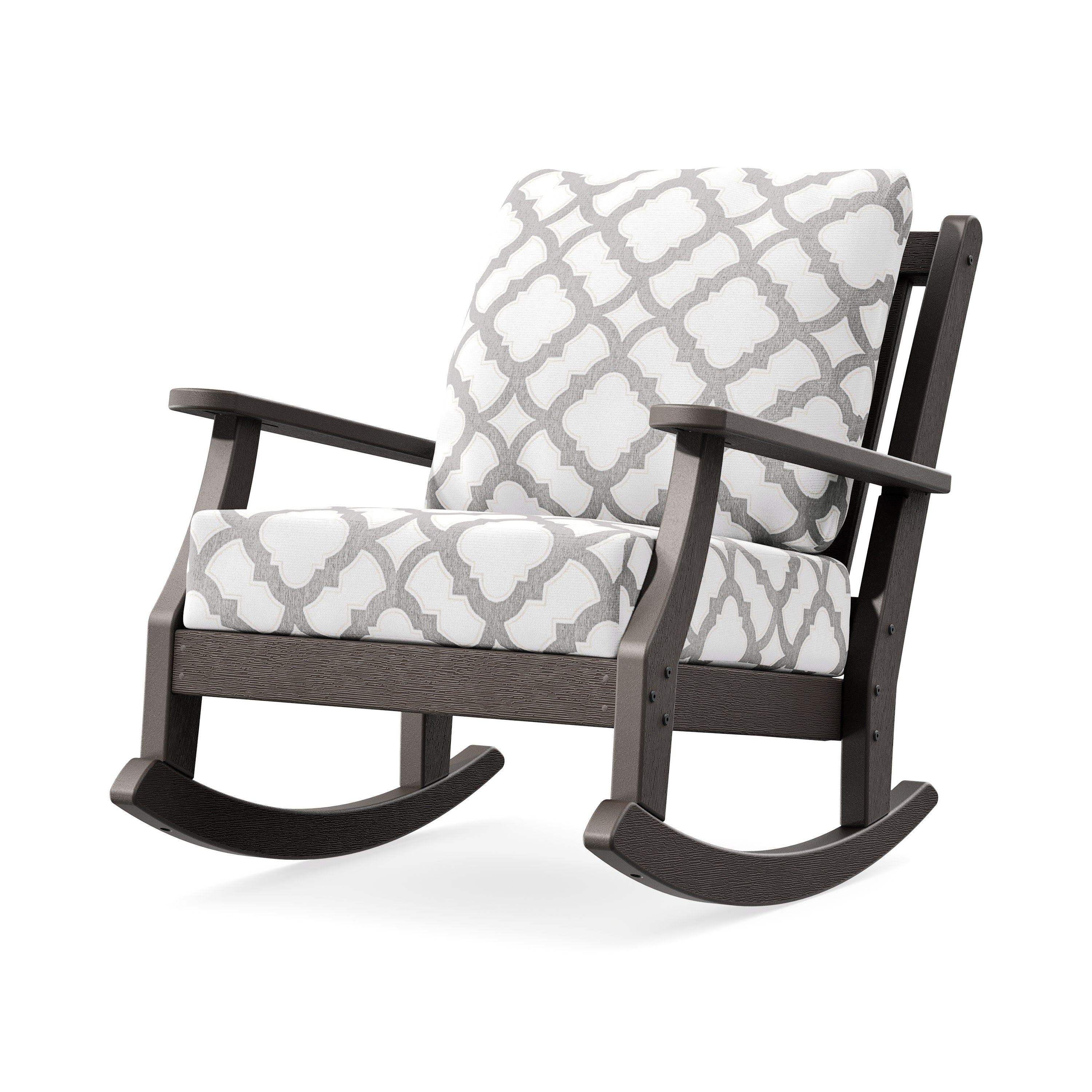 Wovendale Deep Seating Rocking Chair in Vintage Coffee / Trellis Grey Mist