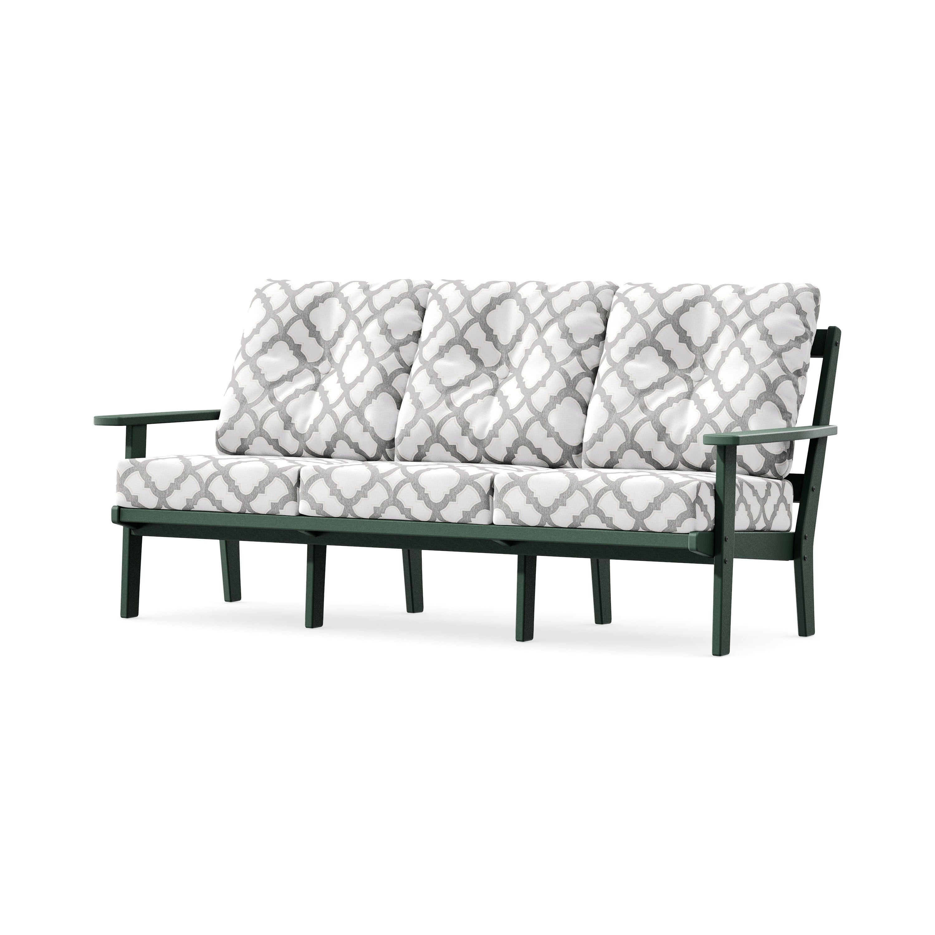 PrairieDeep Seating Sofa in Green / Trellis Grey Mist