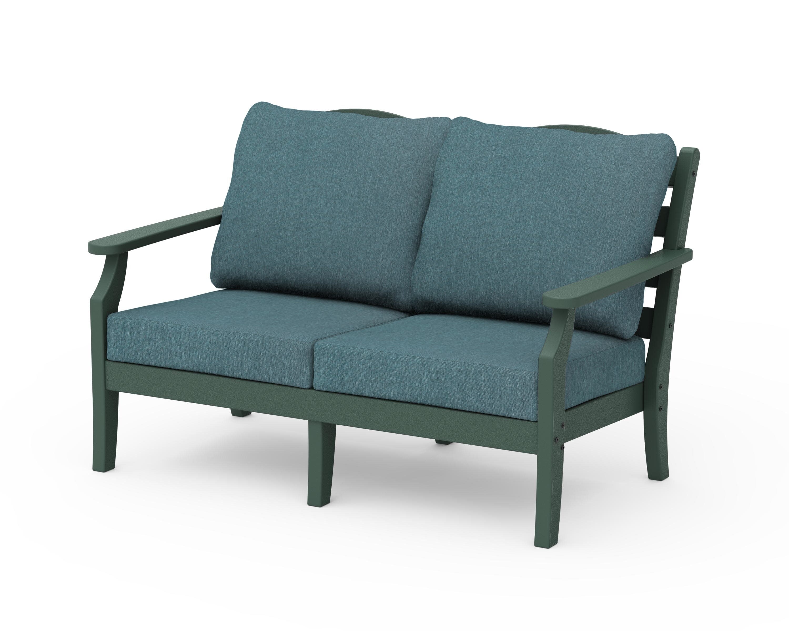 Savannah Deep Seating Loveseat in Green / Ocean Teal