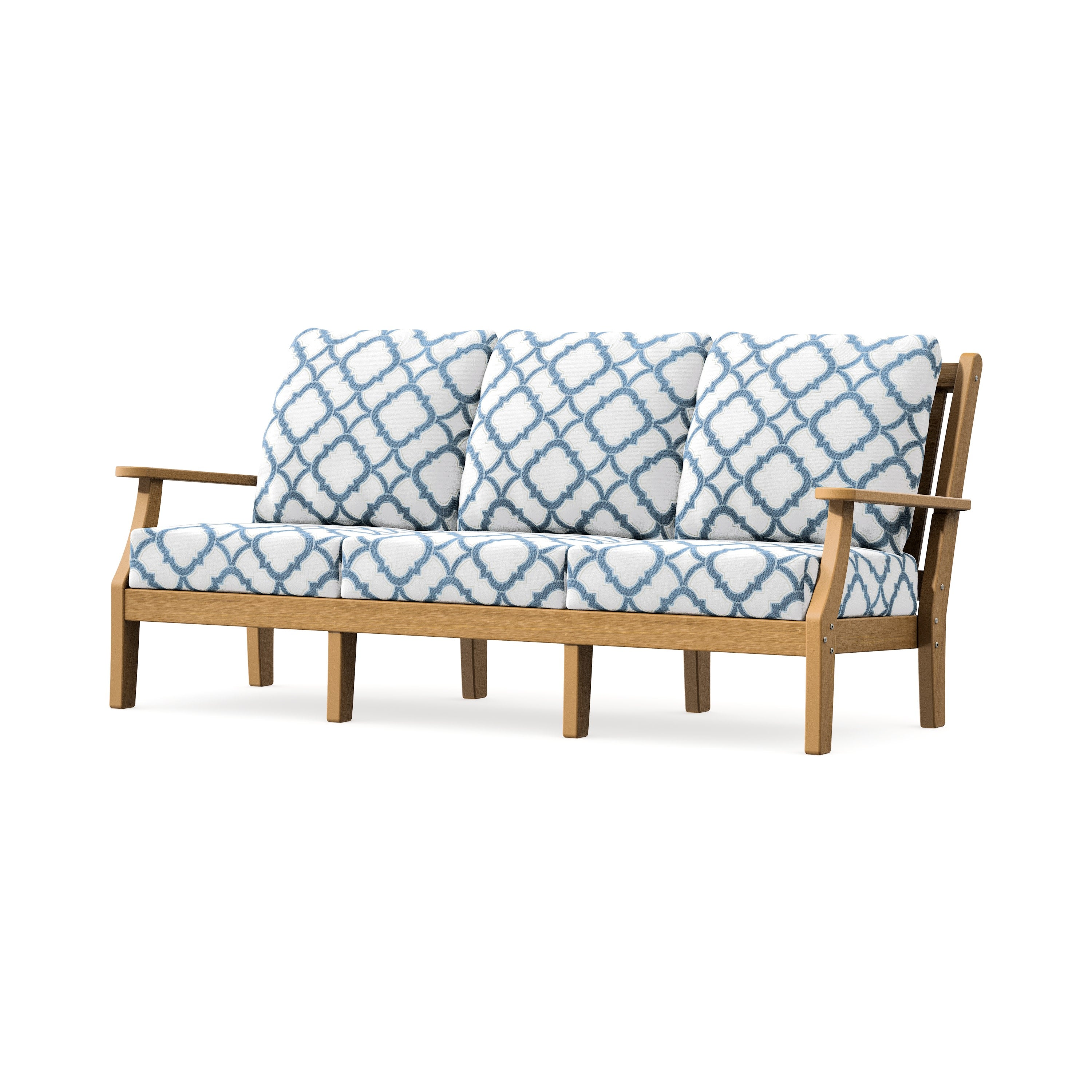 Wovendale Deep Seating Sofa in Natural / Trellis Sky Blue