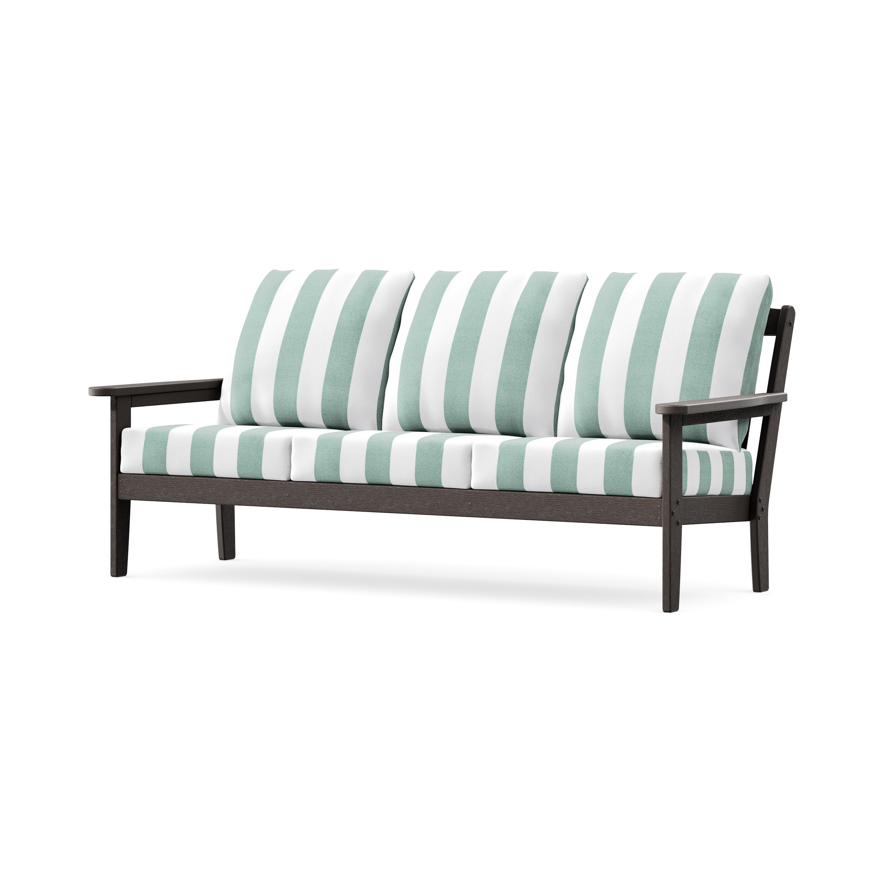 Cottage Deep Seating Sofa in Vintage Coffee / Cabana Stripe Glacier Spa