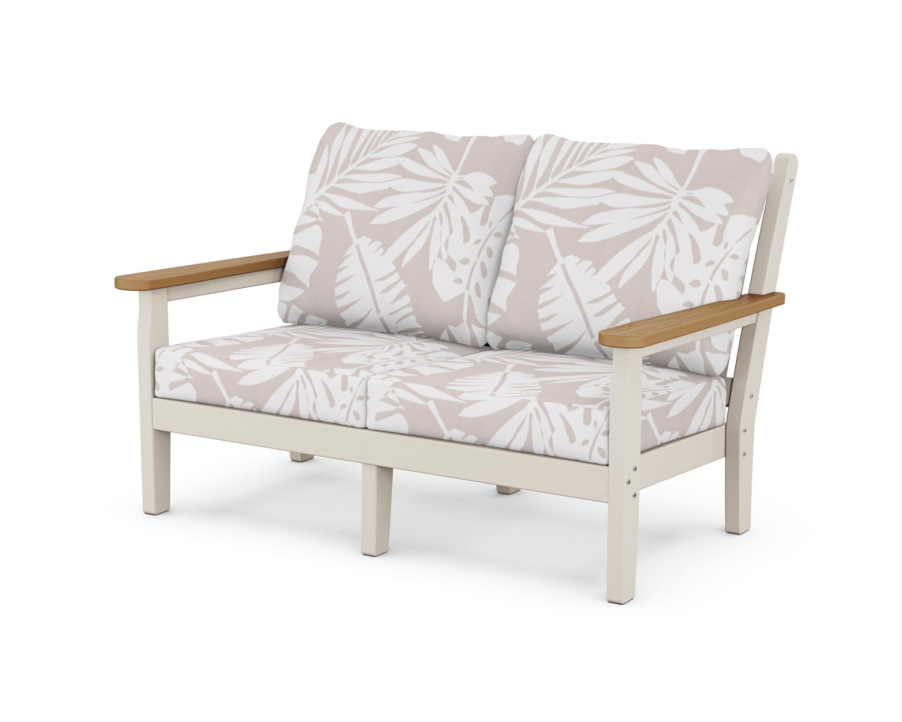 Chippendale Deep Seating Loveseat in Sand / Natural / Leaf Dune Burlap