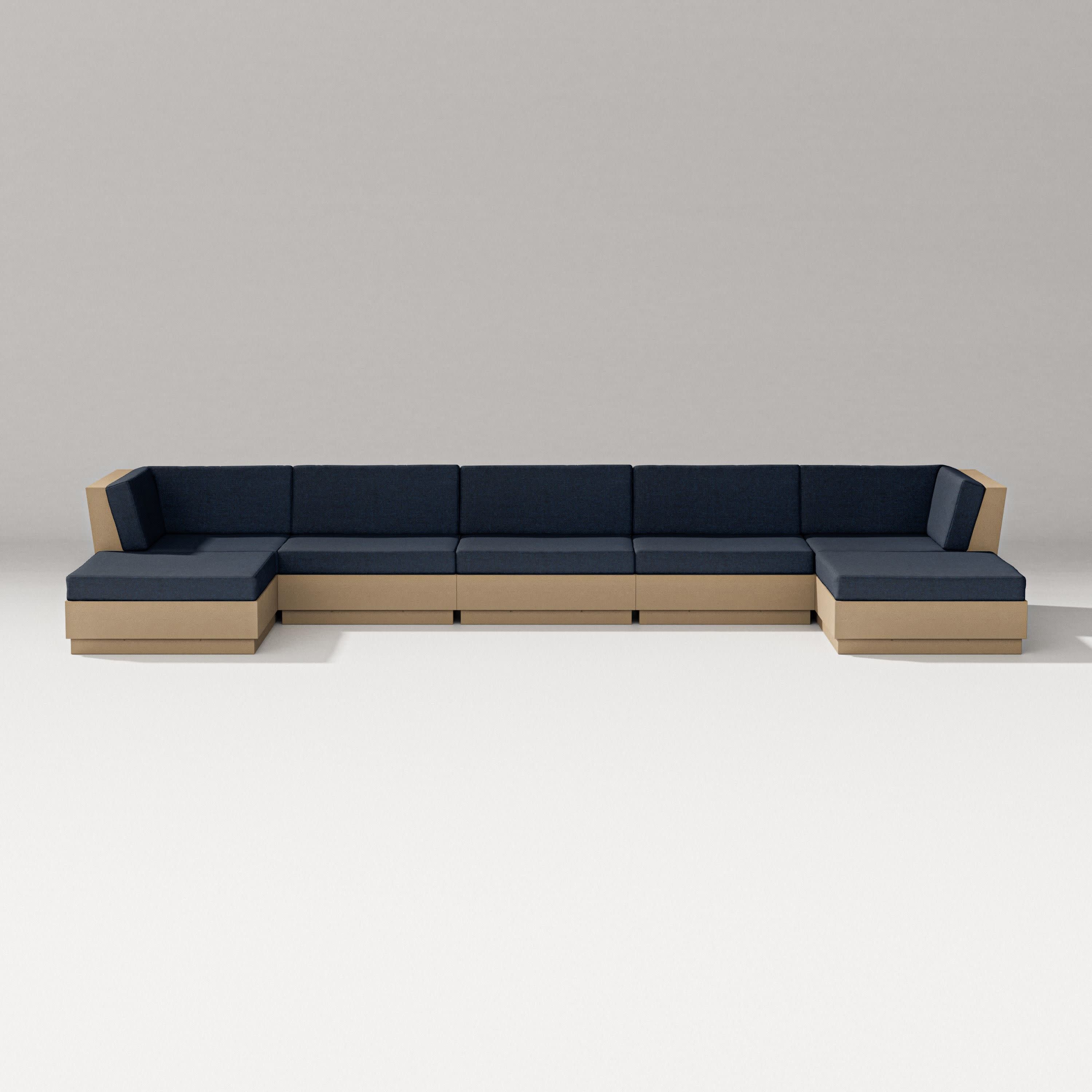 Elevate 7-Piece Double Chaise Sectional in Vintage Sahara / Marine Indigo