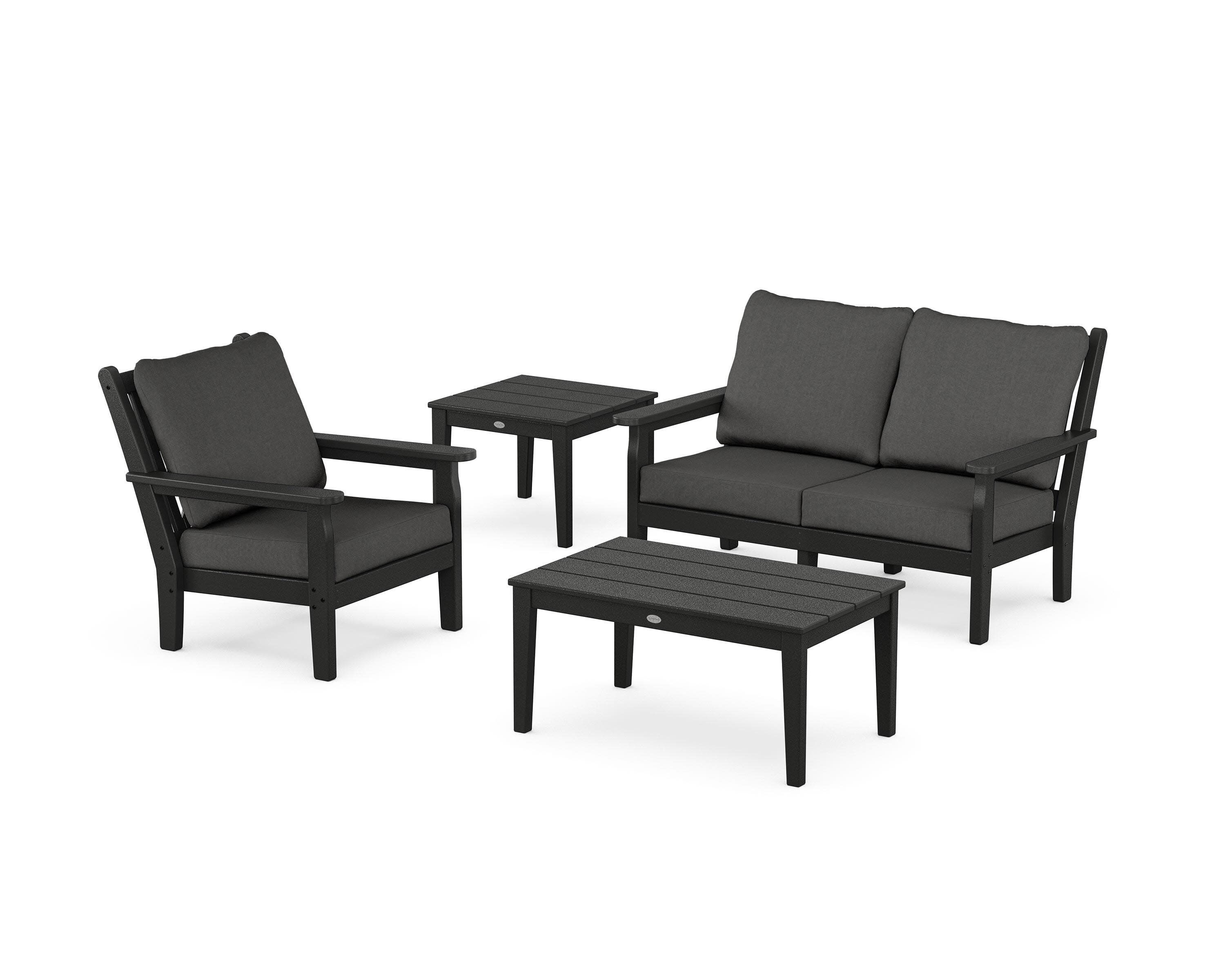 Chippendale 4-Piece Deep Seating Set in Black / Spectrum Carbon