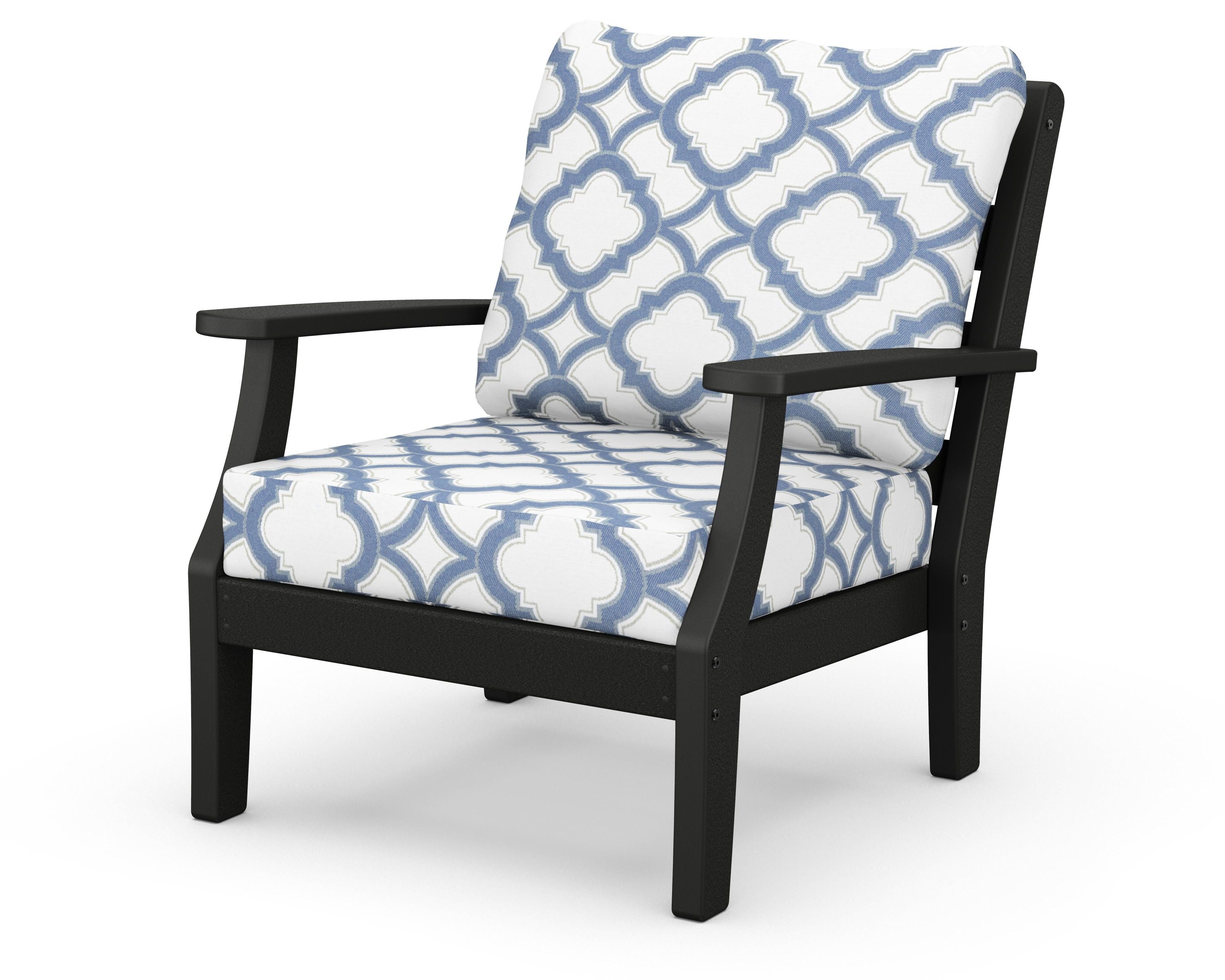 Chesapeake Deep Seating Chair in Black / Trellis Sky Blue