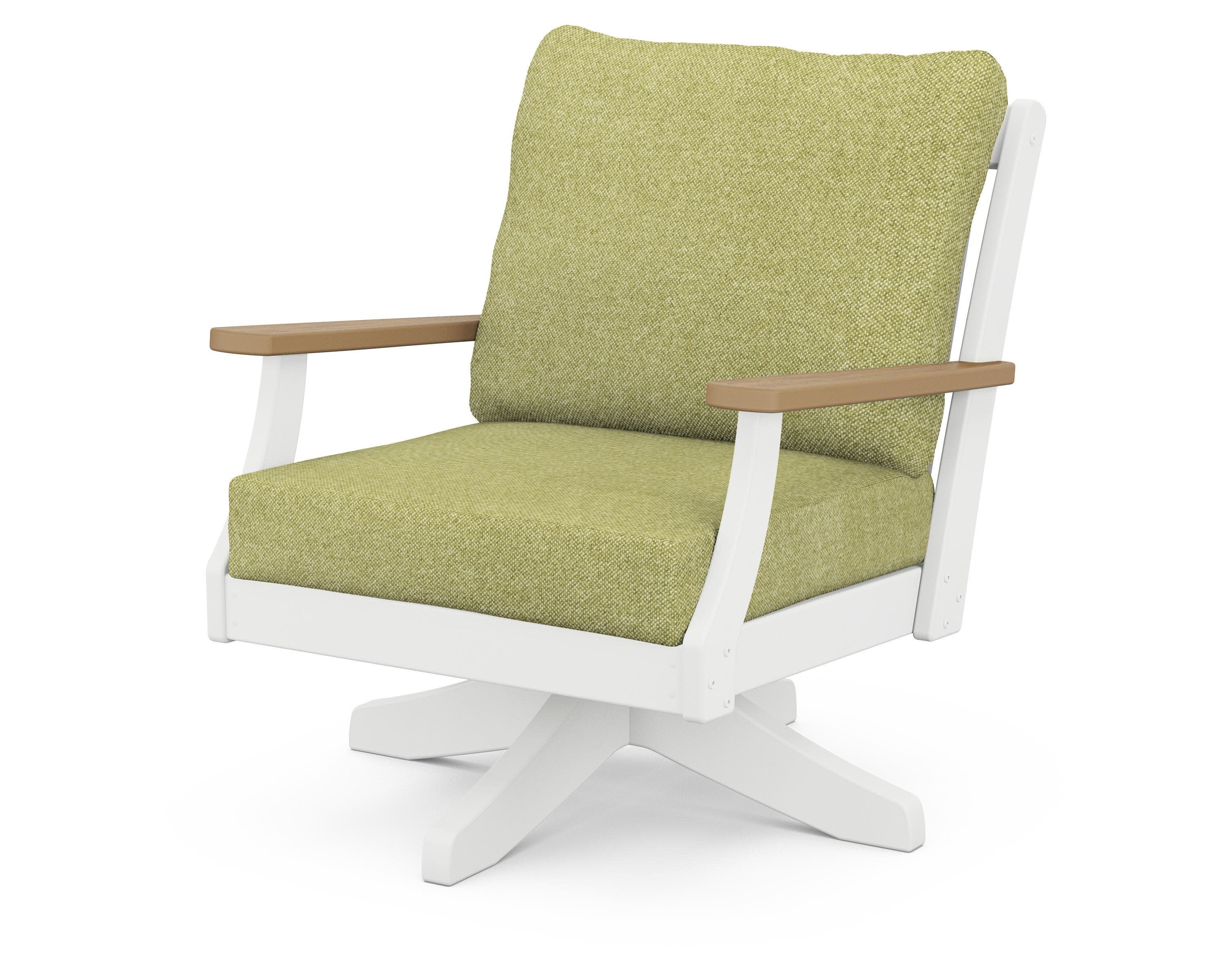 Braxton Deep Seating Swivel Chair in White / Natural / Chartreuse Boucle