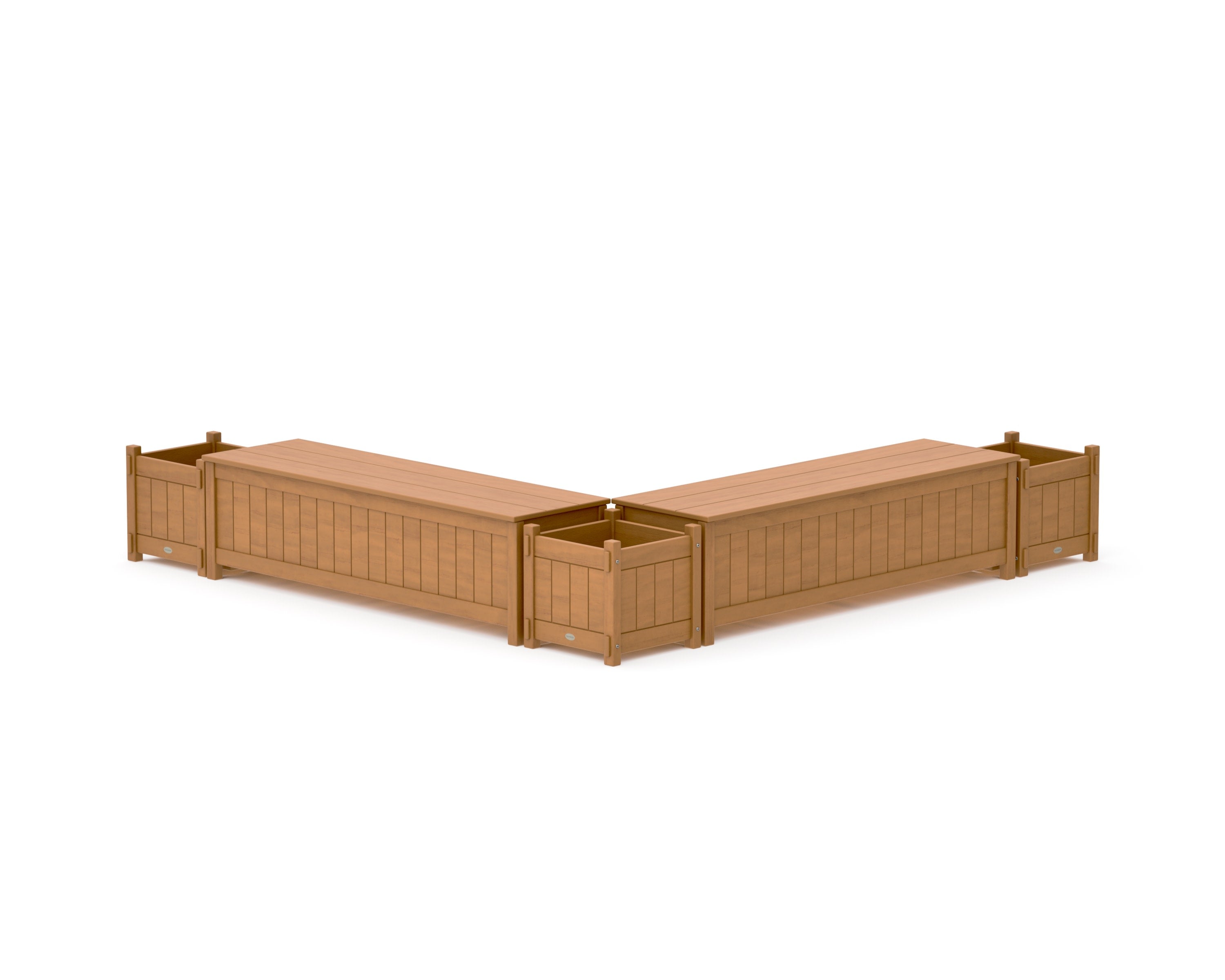 60" Vineyard L- Shaped Planter Storage Bench Corner Set in Natural
