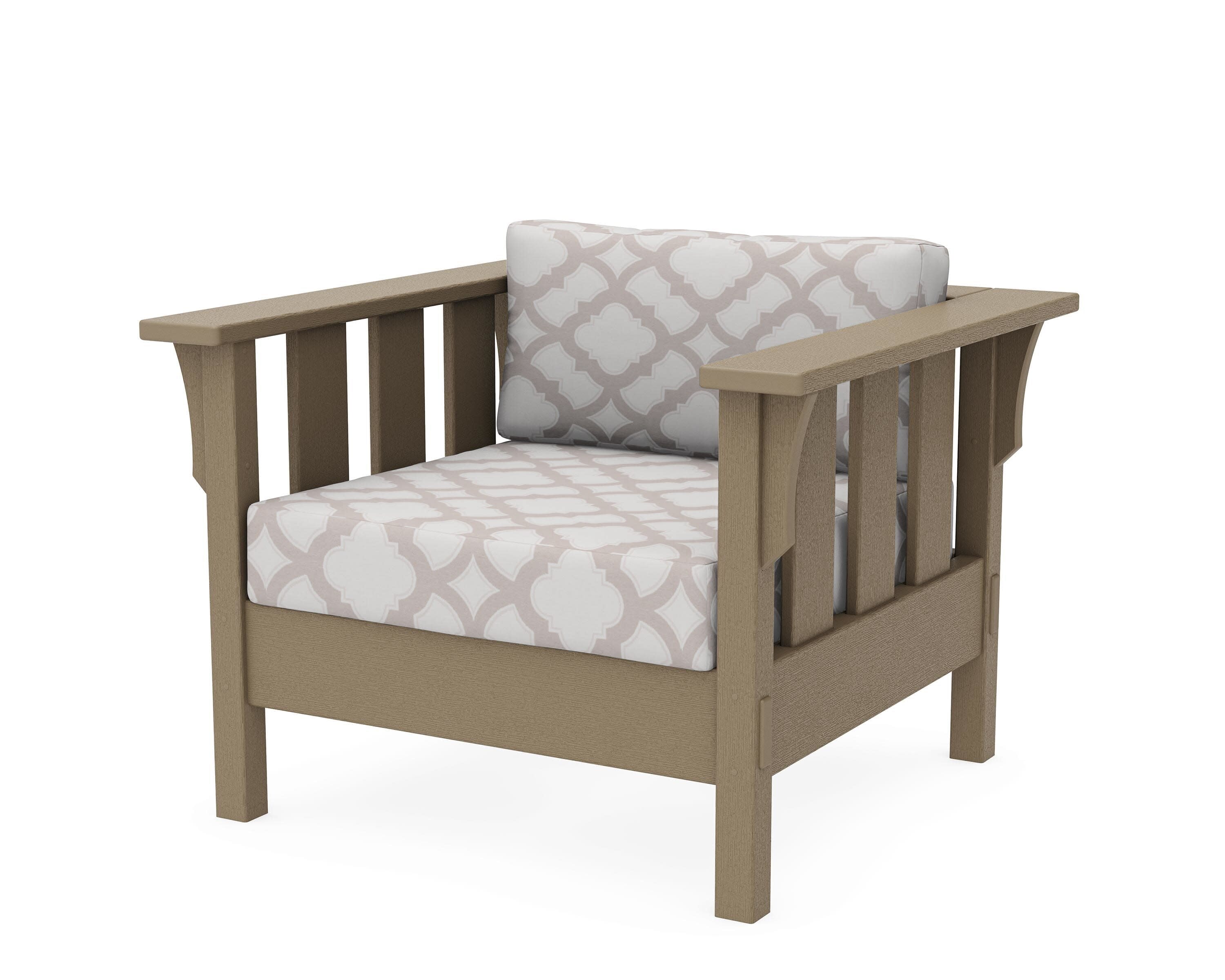 Acadia Deep Seating Chair in Vintage Sahara / Trellis Dune Burlap