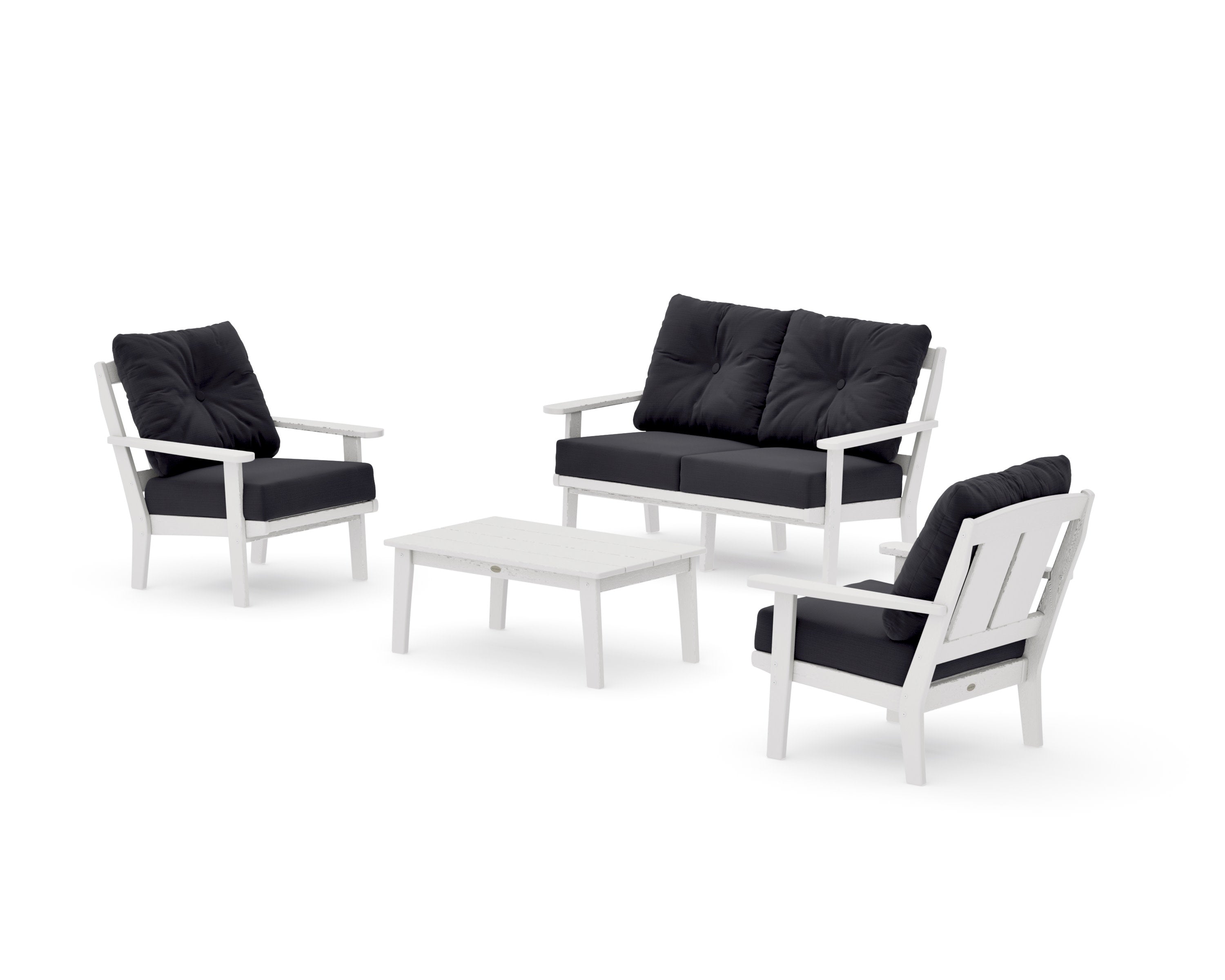 Mission 4-Piece Deep Seating Set with Loveseat in Vintage White / Midnight Linen