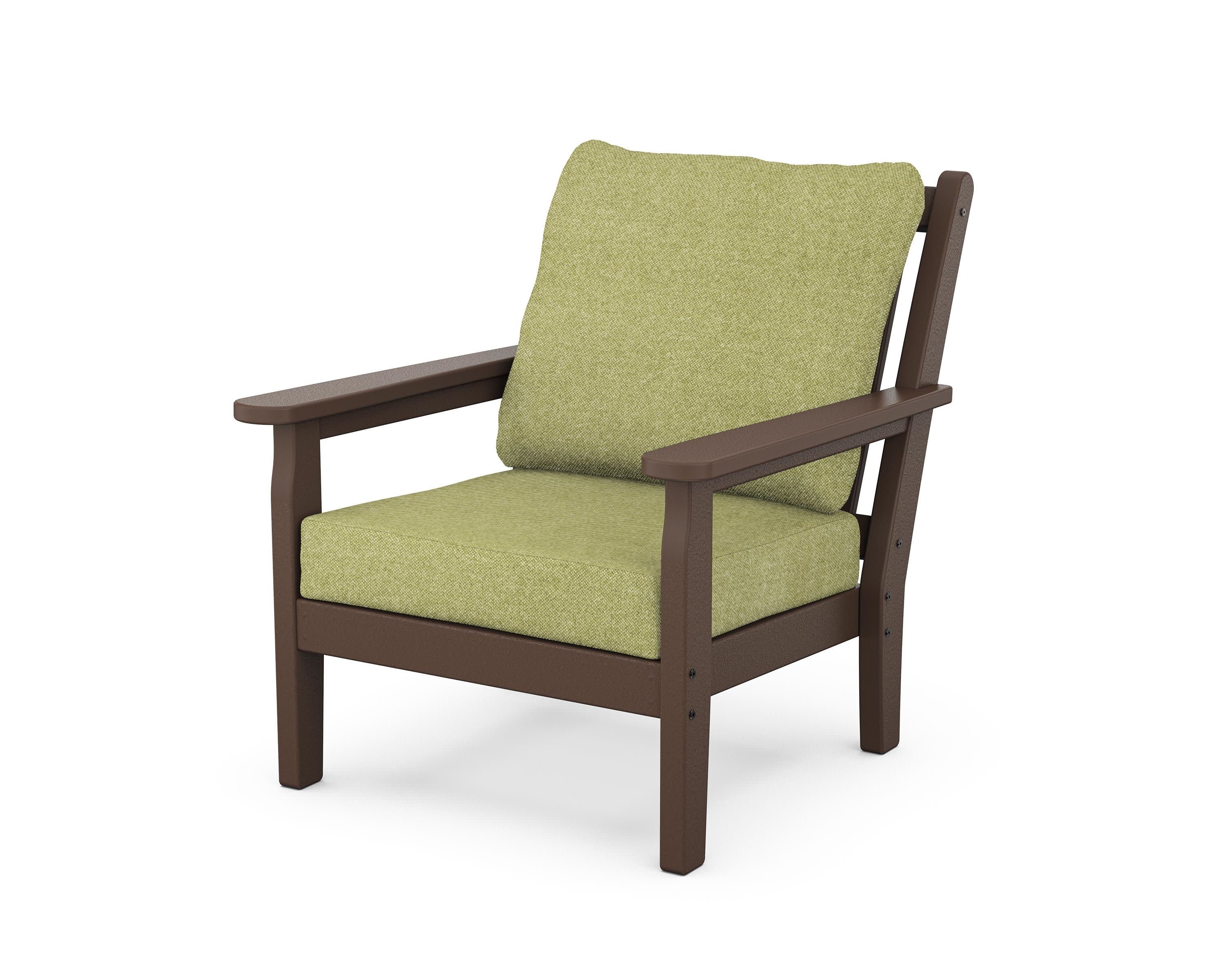 Chippendale Deep Seating Chair in Mahogany / Chartreuse Boucle