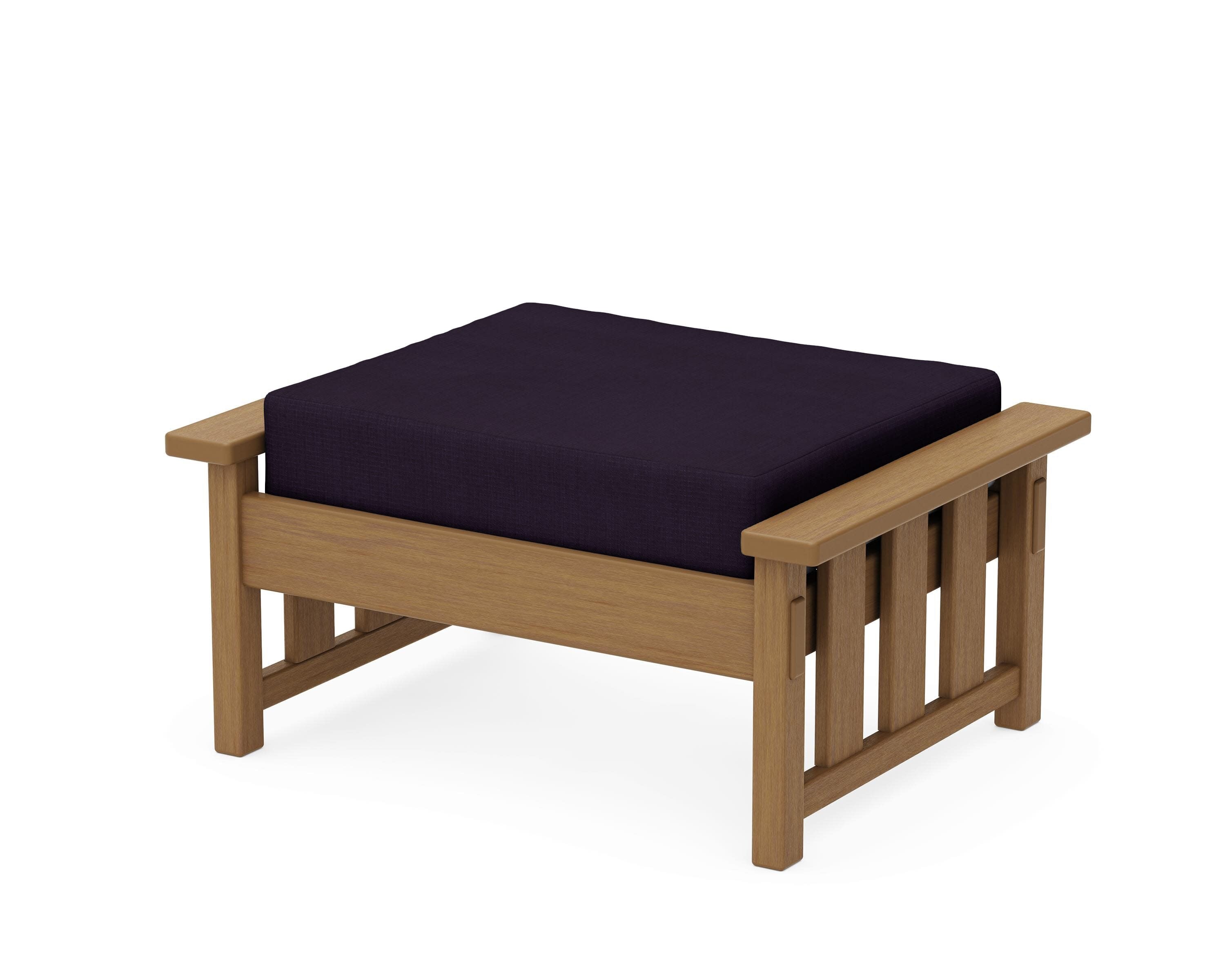 Acadia Deep Seating Ottoman in Natural / Navy Linen