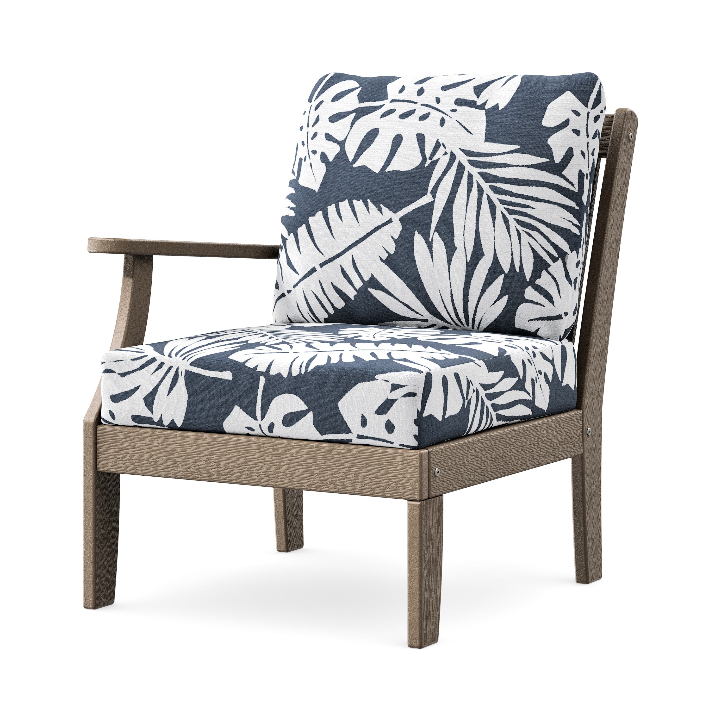 Braxton Modular Left Arm Chair in Vintage Sahara / Leaf Marine Indigo